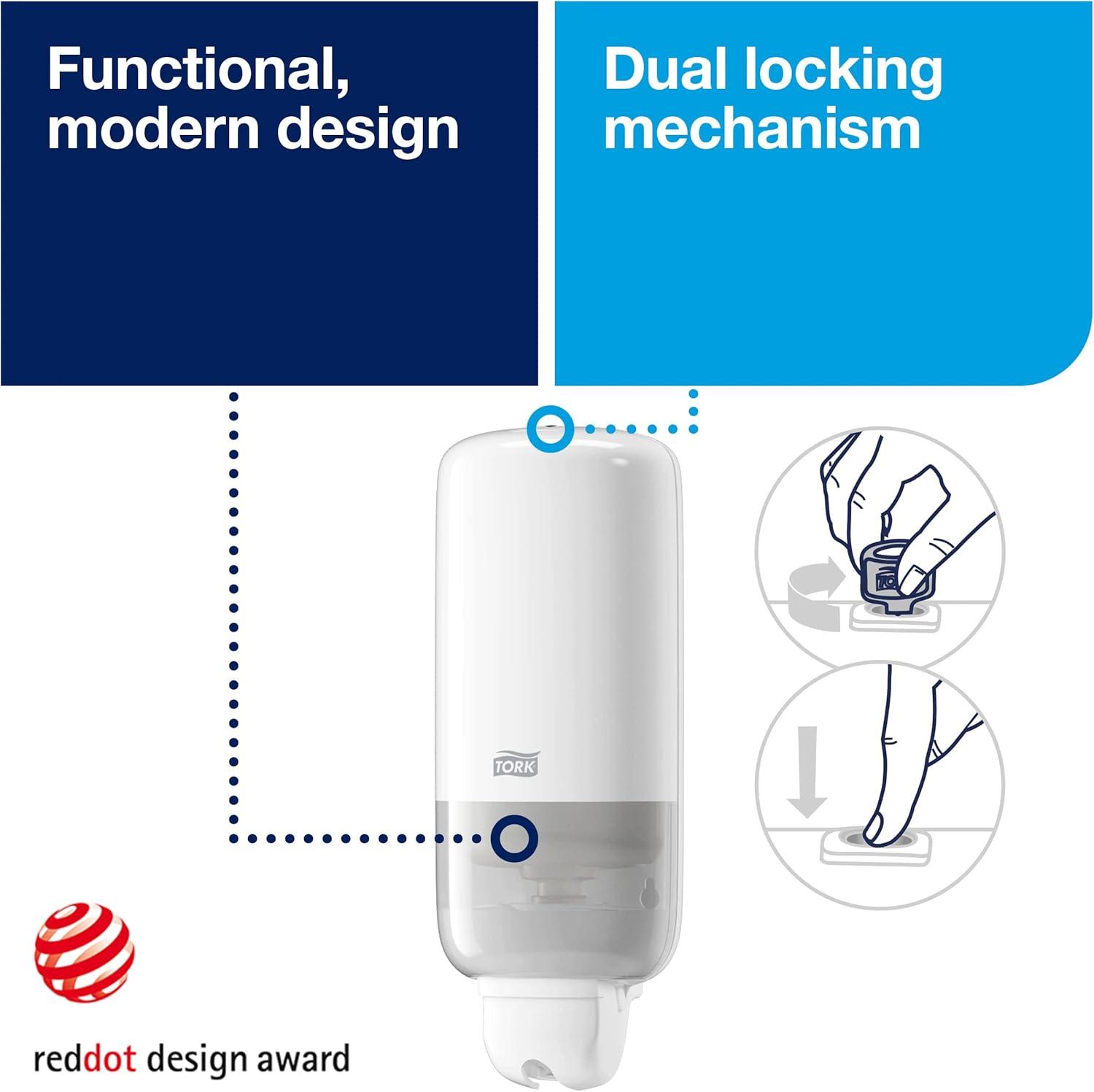 imageTork Liquid Skincare Dispensers for Liquid Soap and Hand Sanitizer Black S1 Economical Elevation Range 570028A Pack of 6White Pack of 6