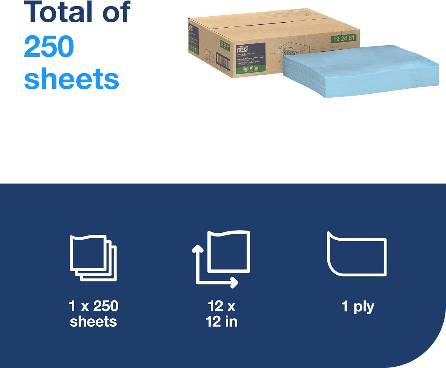 imageTork LowLint Cleaning Cloth Blue Flat Pack 1 x 250 Cloths 1924811 x 250 Cloths