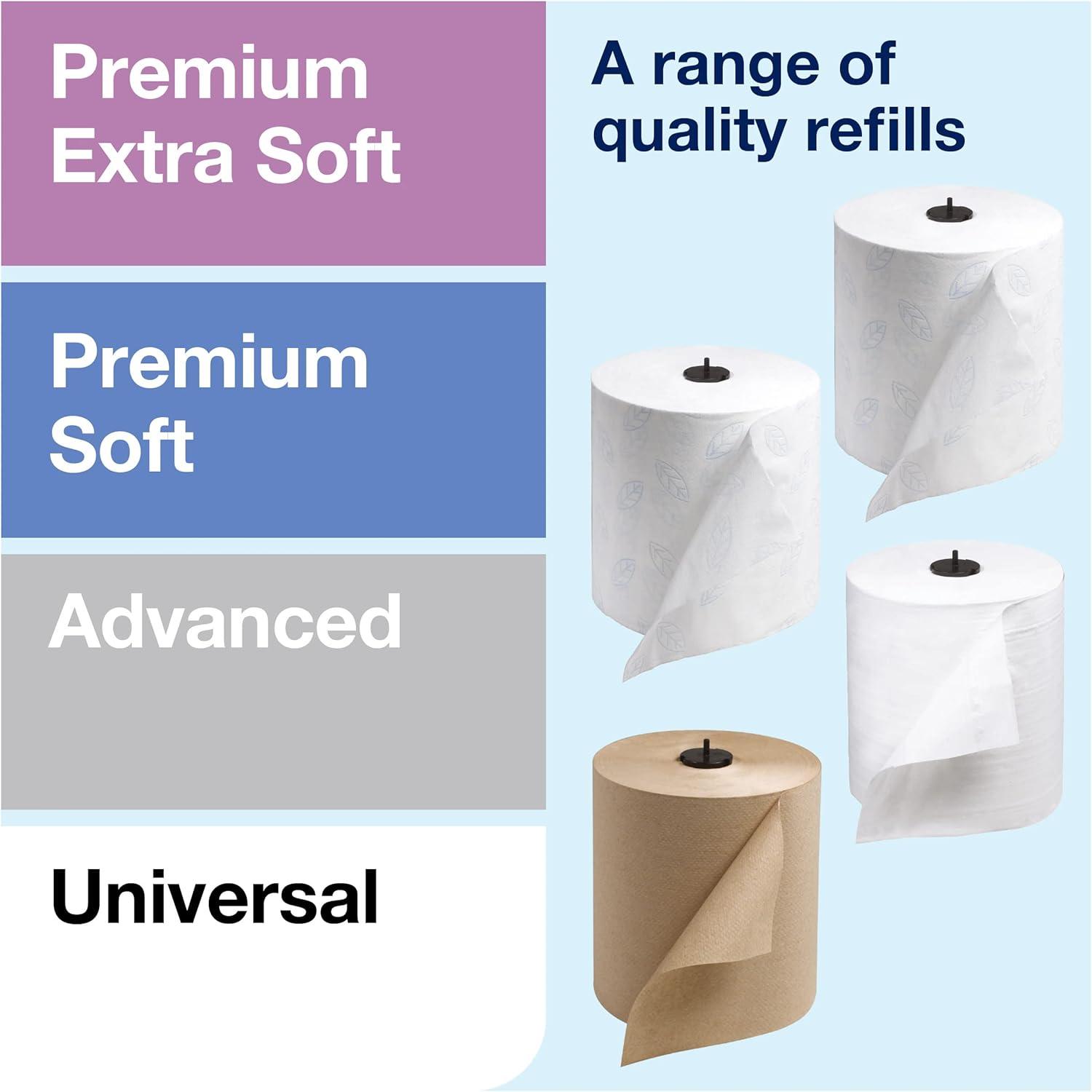 imageTork Matic Extra Soft Paper Hand Towel Roll White with Blue Leaf H1 Premium High Absorbency 6 Rolls x 300 ft 290094Natural