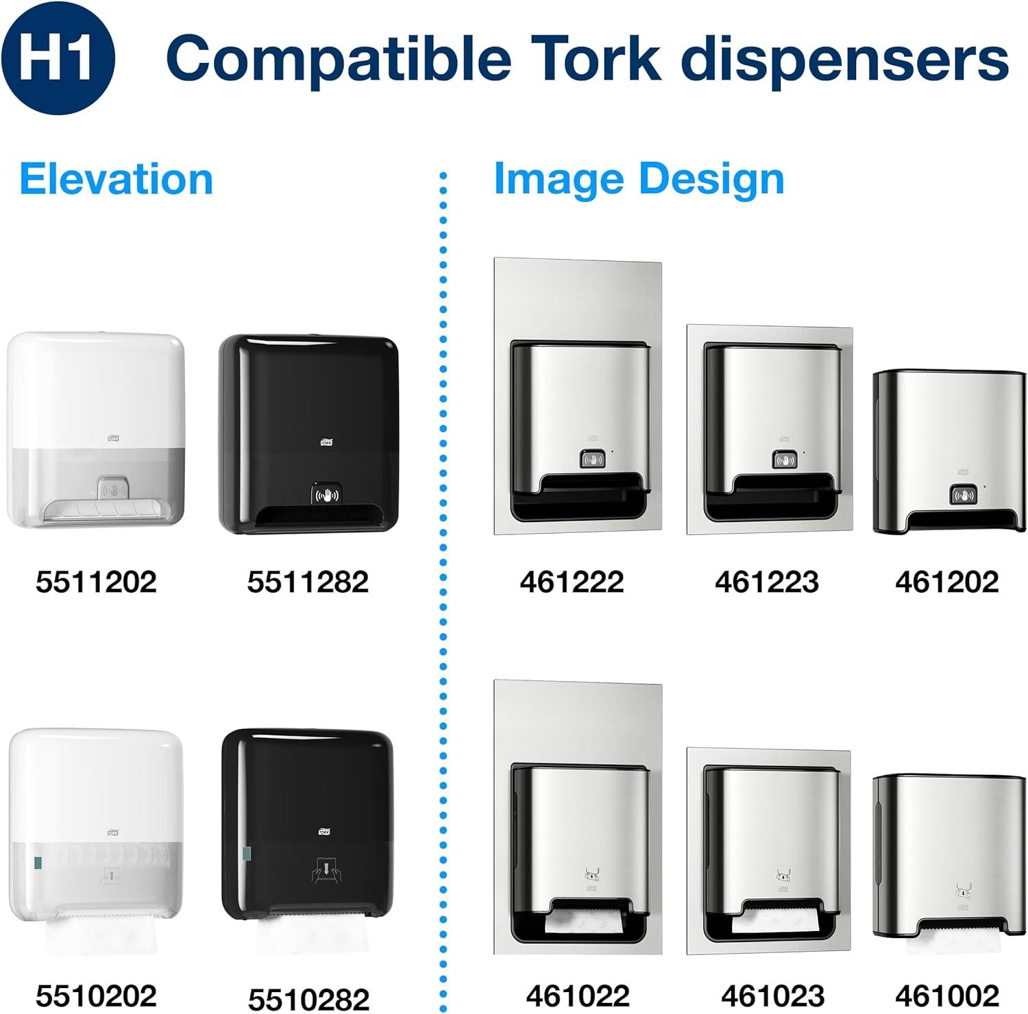 imageTork Matic Extra Soft Paper Hand Towel Roll White with Blue Leaf H1 Premium High Absorbency 6 Rolls x 300 ft 290094Natural