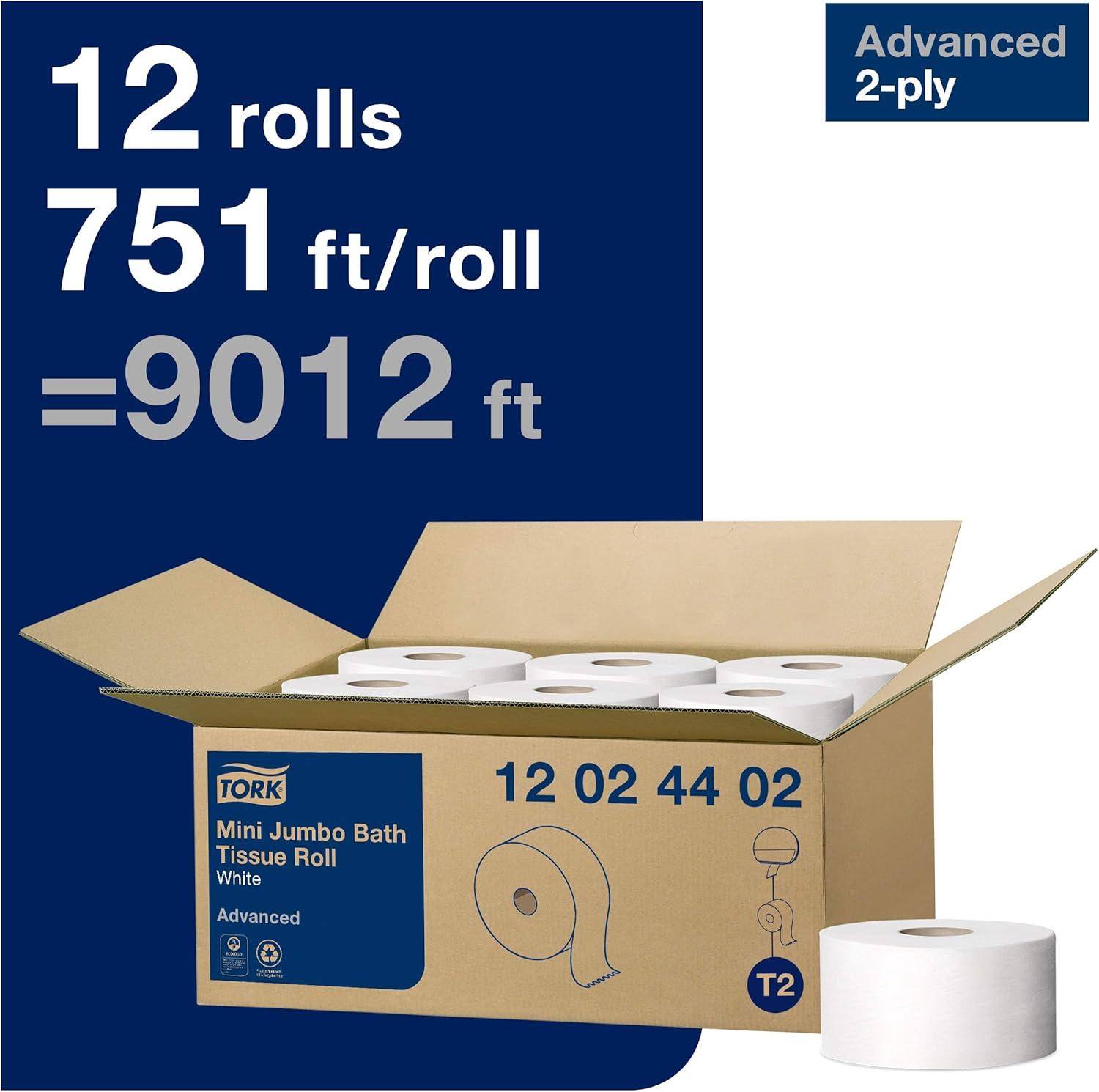 imageTork Matic Extra Soft Paper Hand Towel Roll White with Blue Leaf H1 Premium High Absorbency 6 Rolls x 300 ft 290094White