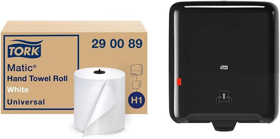 imageTork Matic Extra Soft Paper Hand Towel Roll White with Blue Leaf H1 Premium High Absorbency 6 Rolls x 300 ft 290094White