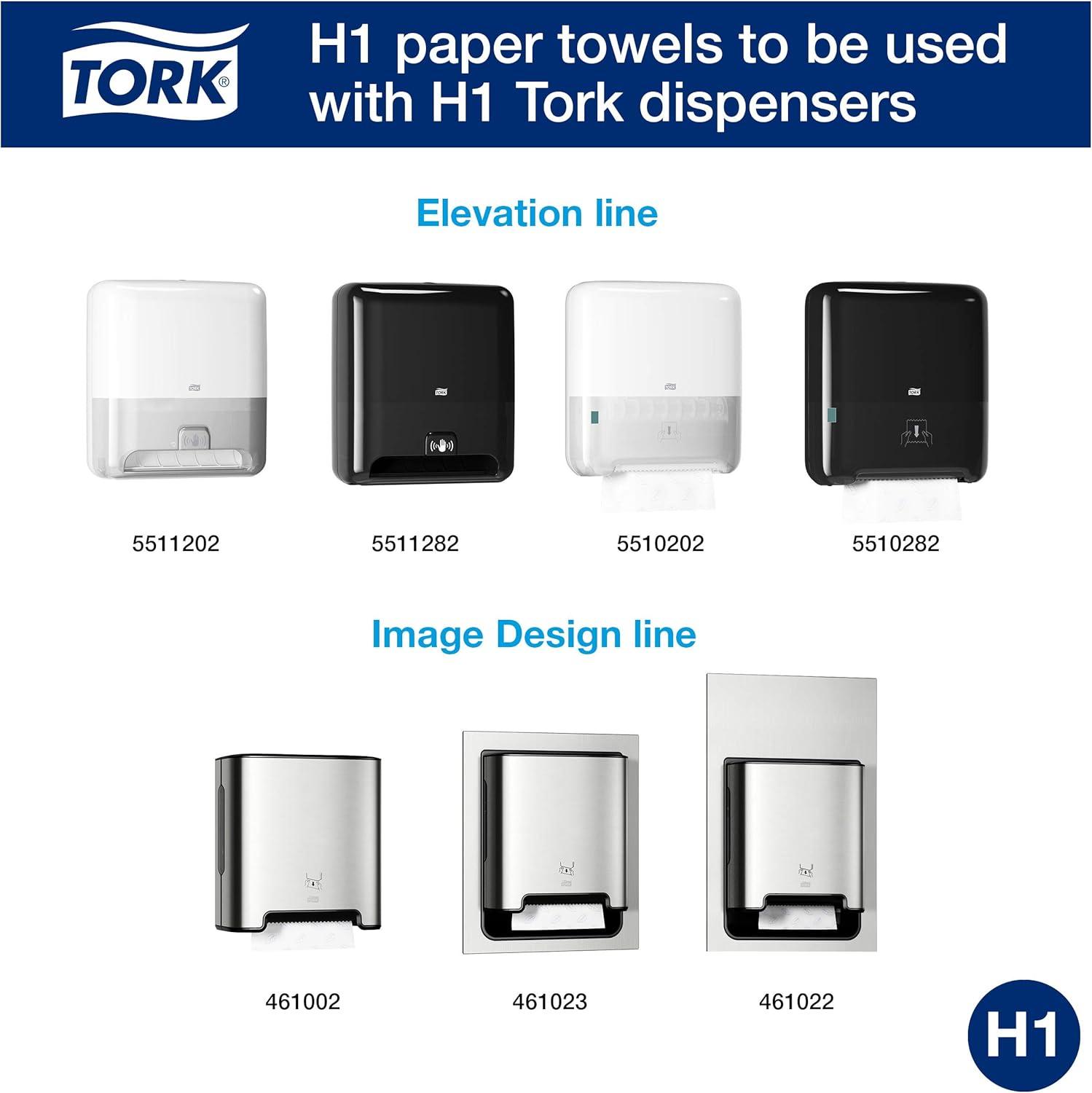 imageTork Matic Extra Soft Paper Hand Towel Roll White with Blue Leaf H1 Premium High Absorbency 6 Rolls x 300 ft 290094White