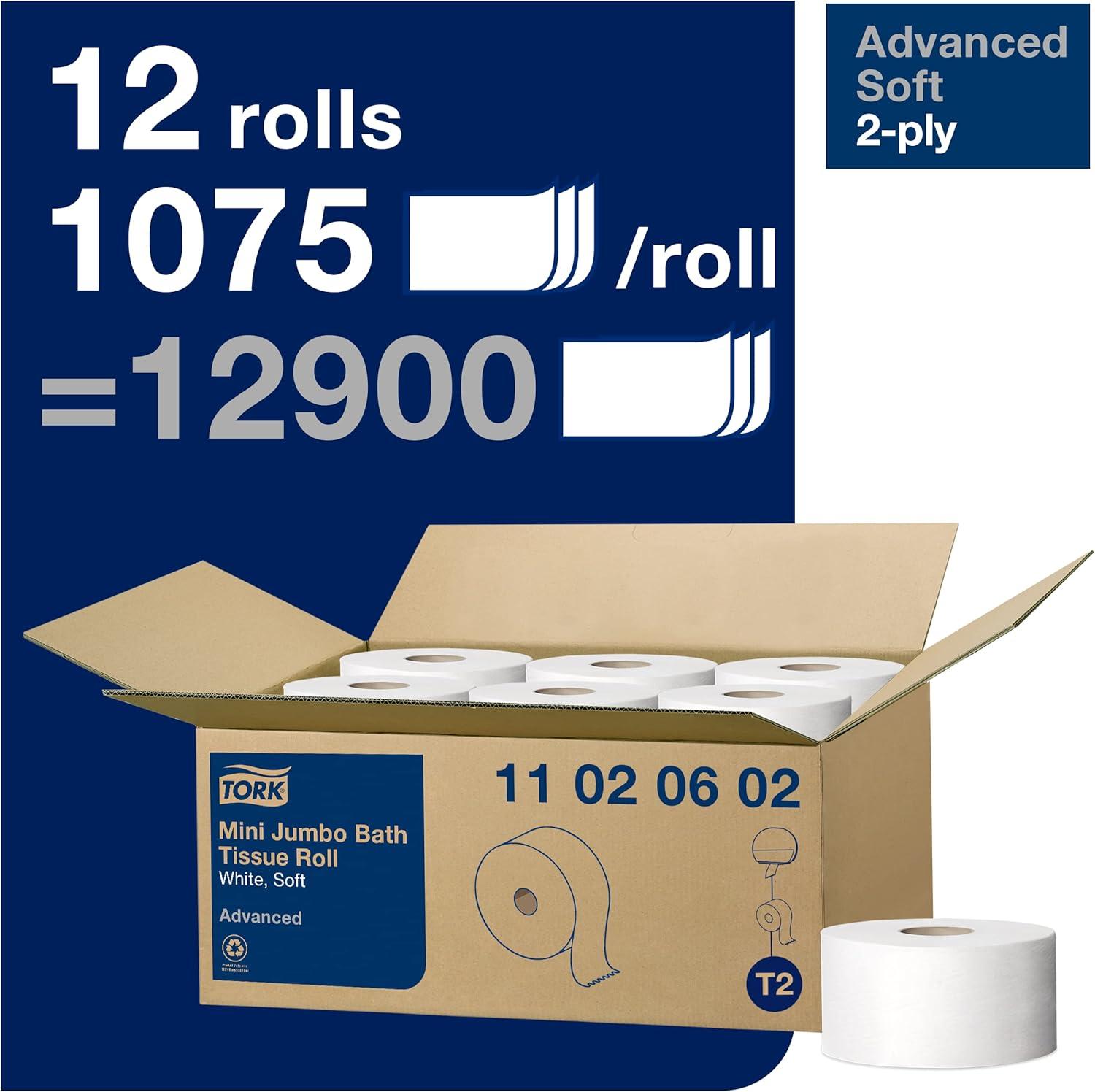 imageTork Matic Extra Soft Paper Hand Towel Roll White with Blue Leaf H1 Premium High Absorbency 6 Rolls x 300 ft 290094WhiteBlue Leaf