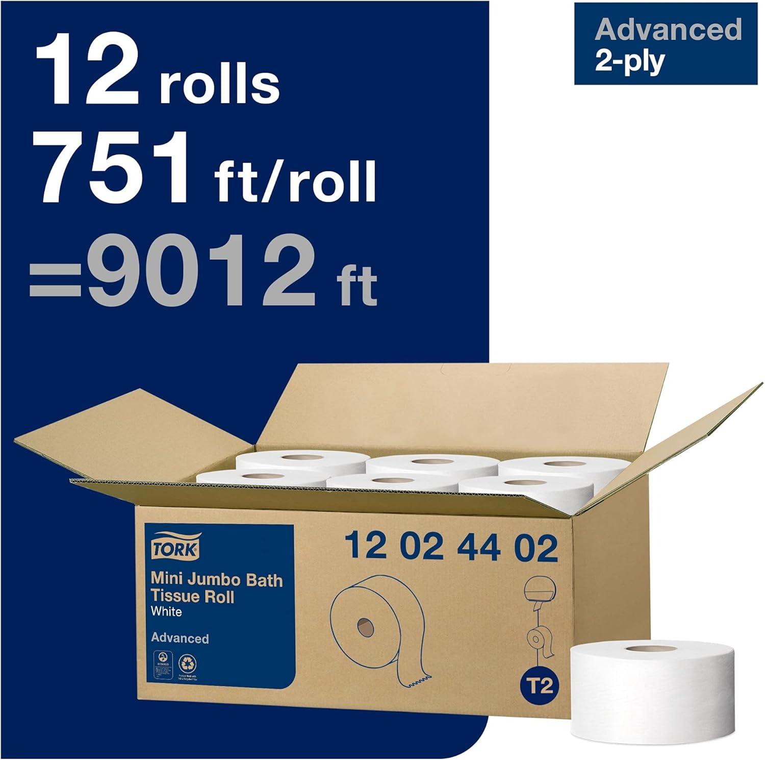 imageTork Matic Extra Soft Paper Hand Towel Roll White with Blue Leaf H1 Premium High Absorbency 6 Rolls x 300 ft 290094WhiteBlue Leaf