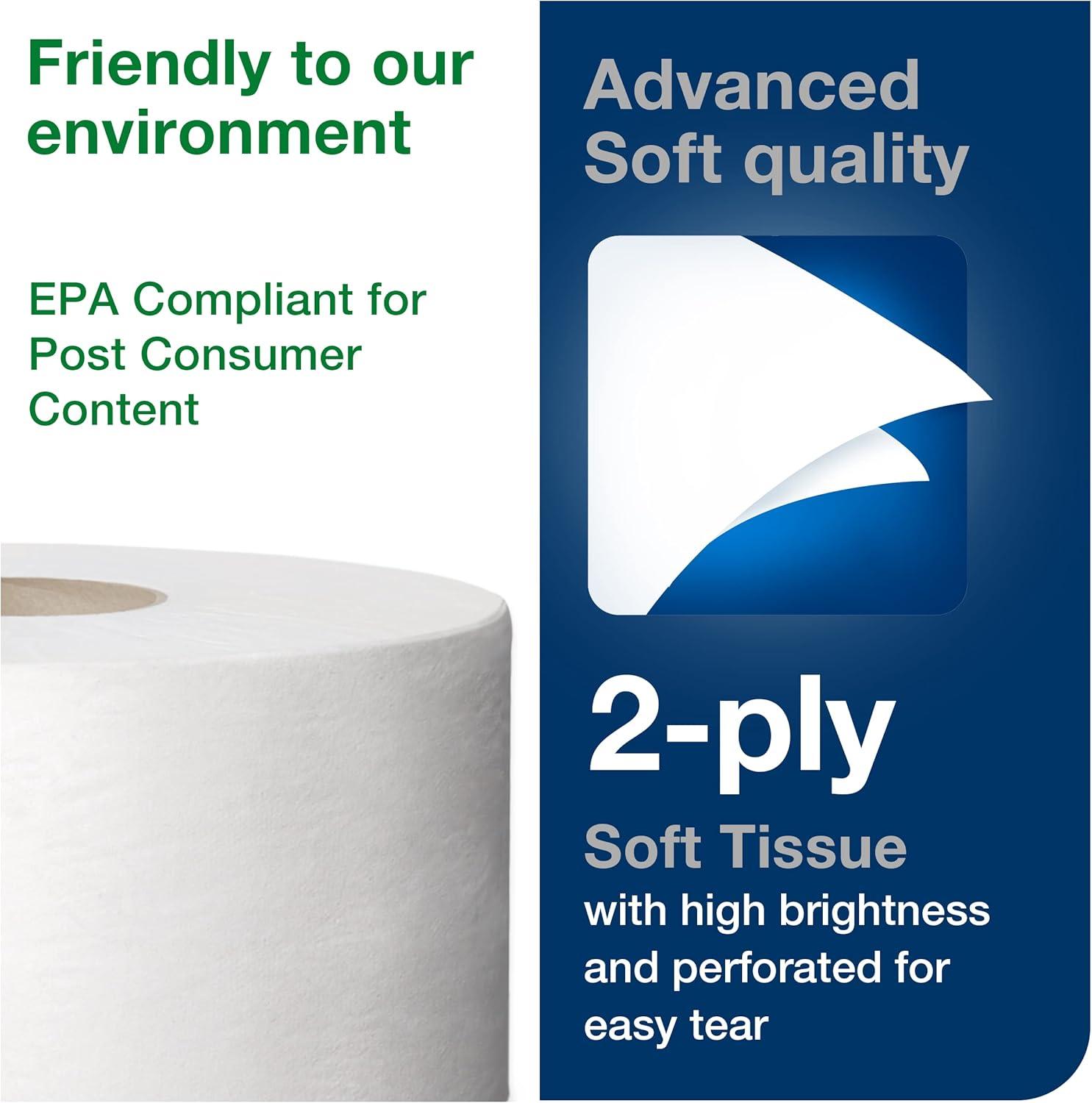 imageTork Matic Extra Soft Paper Hand Towel Roll White with Blue Leaf H1 Premium High Absorbency 6 Rolls x 300 ft 290094WhiteBlue Leaf