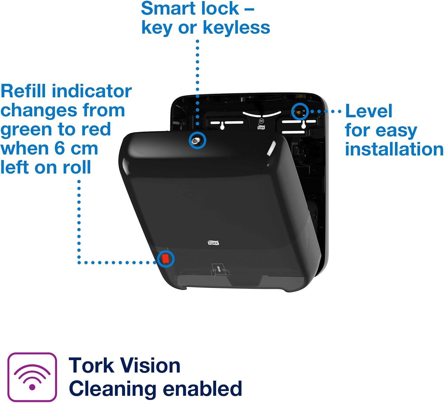 imageTork Matic Extra Soft Paper Hand Towel Roll White with Blue Leaf H1 Premium High Absorbency 6 Rolls x 300 ft 290094WhiteBlue Leaf