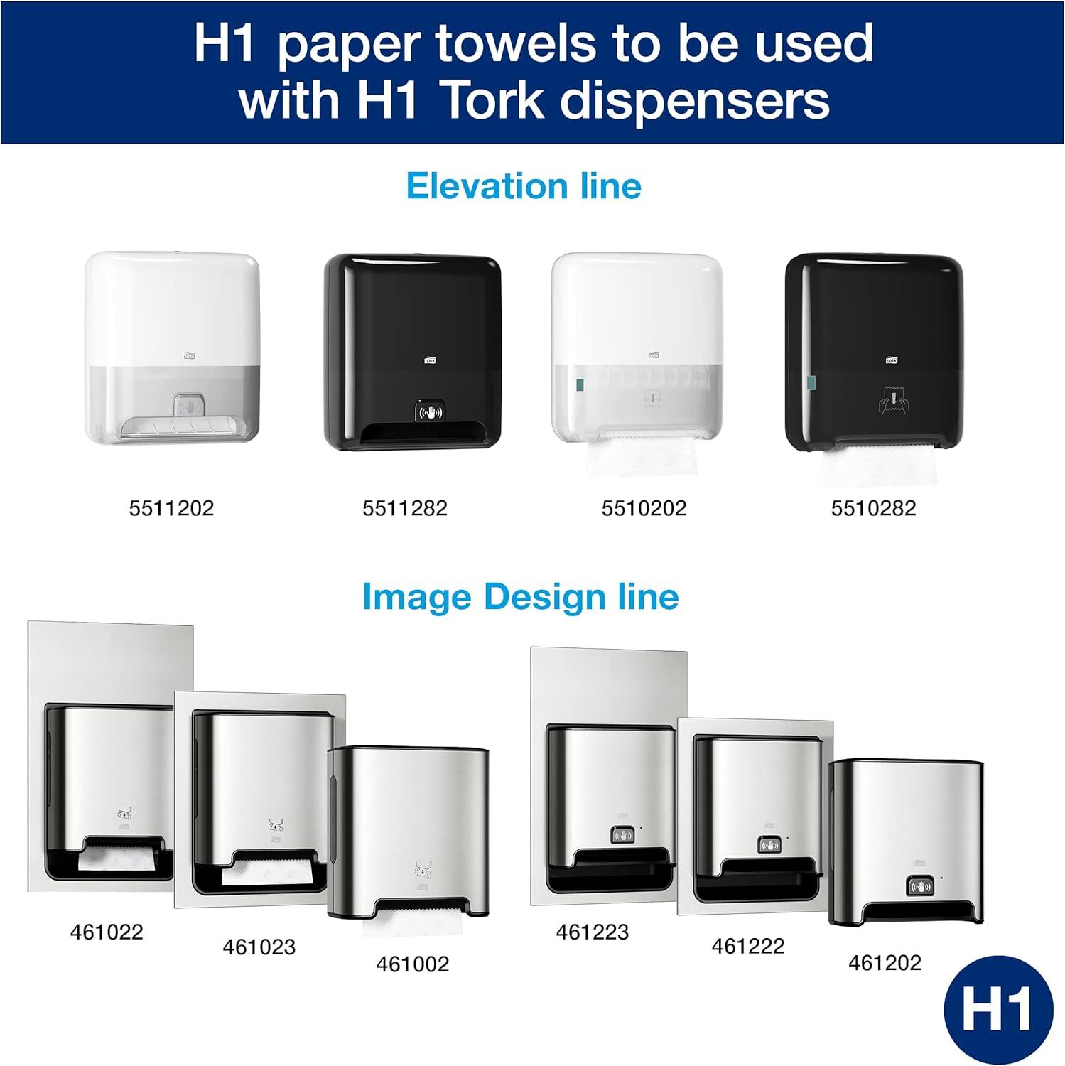 imageTork Matic Extra Soft Paper Hand Towel Roll White with Blue Leaf H1 Premium High Absorbency 6 Rolls x 300 ft 290094WhiteBlue Leaf