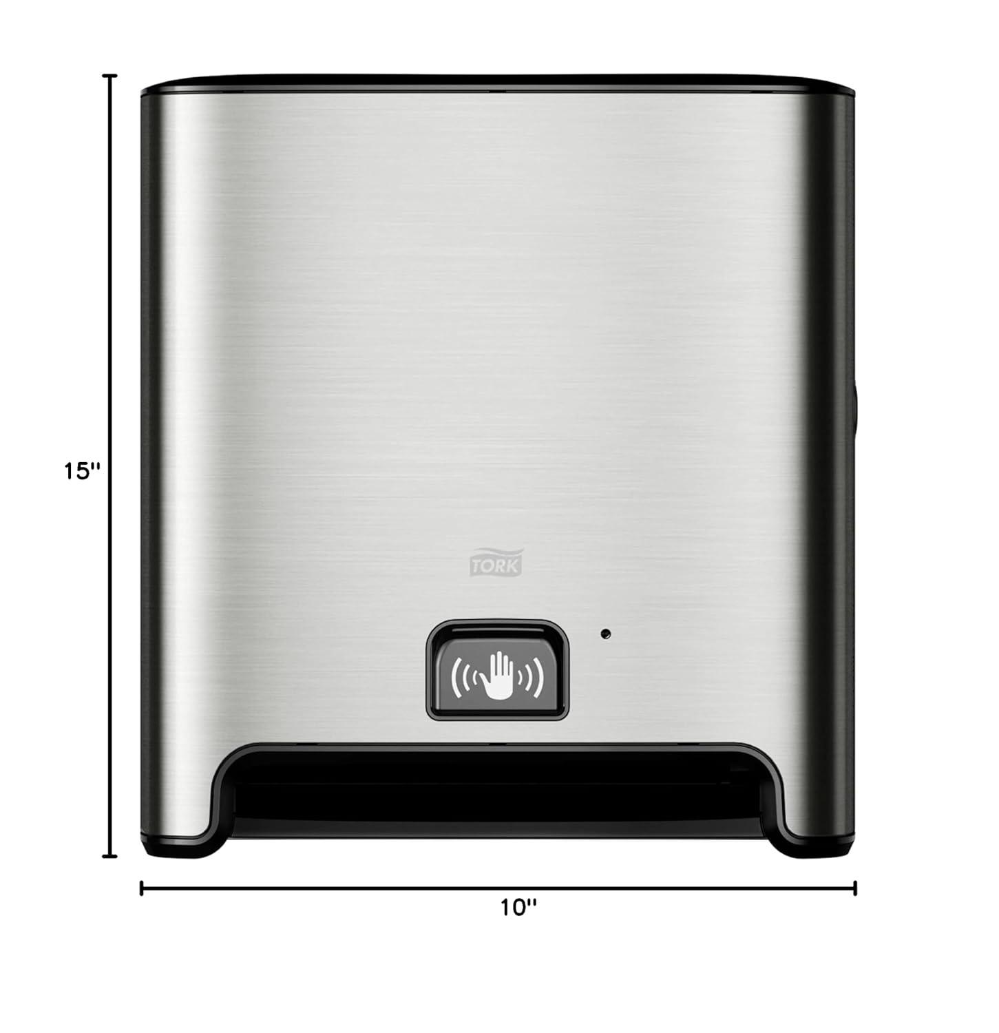 imageTork Matic Hand Towel Roll Dispenser with Intuition Sensor Stainless Steel Image H1 OneataTime Dispensing  461202