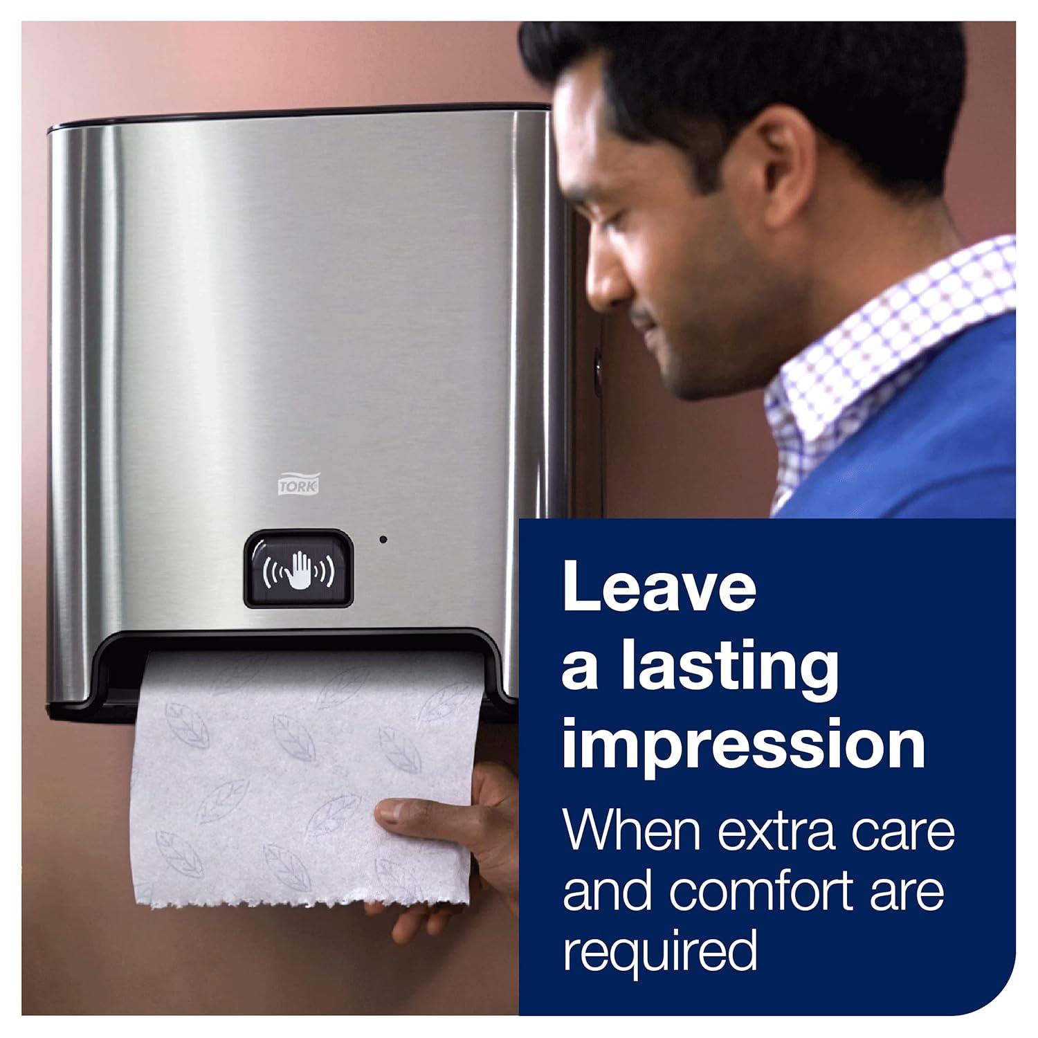 imageTork Matic Hand Towel Roll Dispenser with Intuition Sensor Stainless Steel Image H1 OneataTime Dispensing  461202