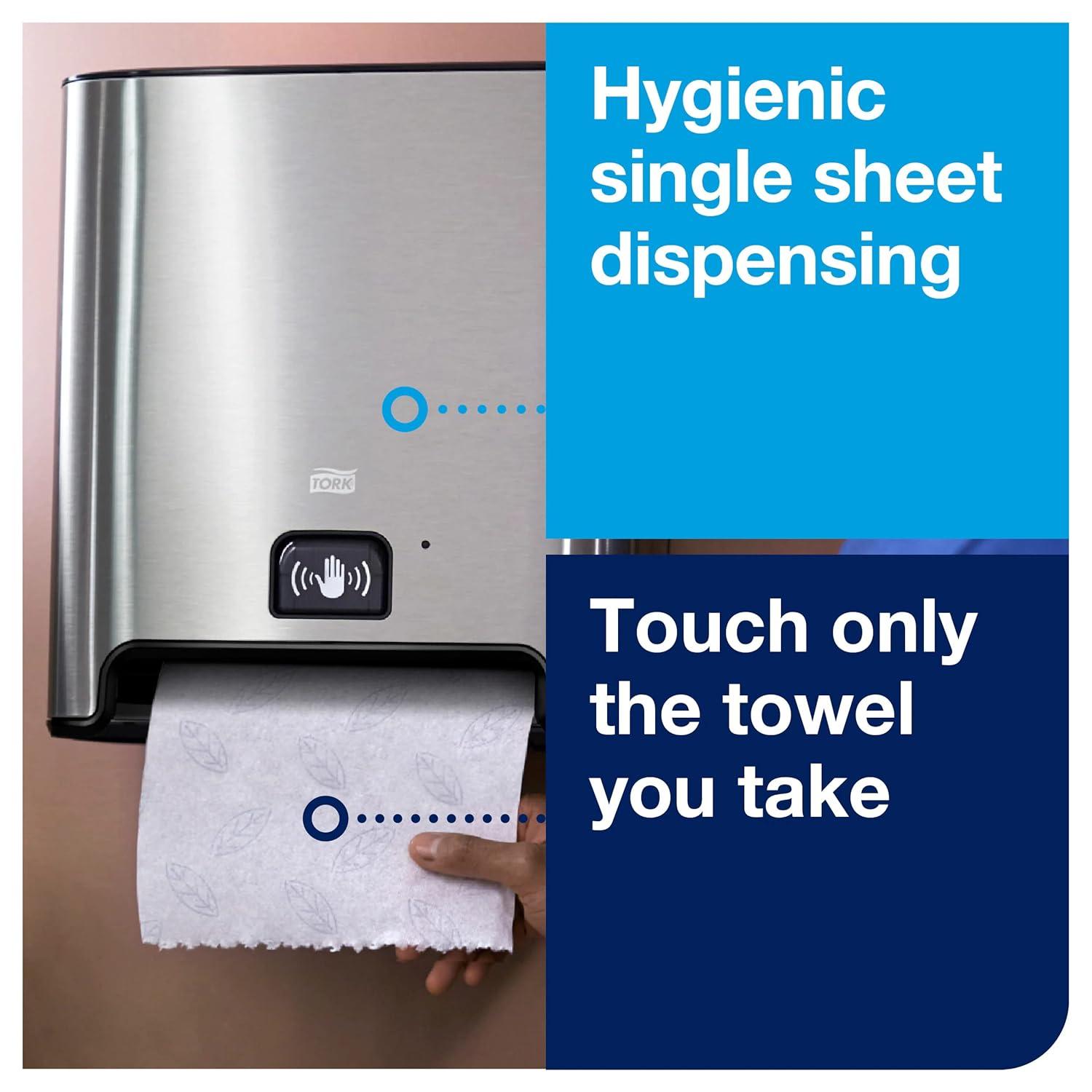 imageTork Matic Hand Towel Roll Dispenser with Intuition Sensor Stainless Steel Image H1 OneataTime Dispensing  461202