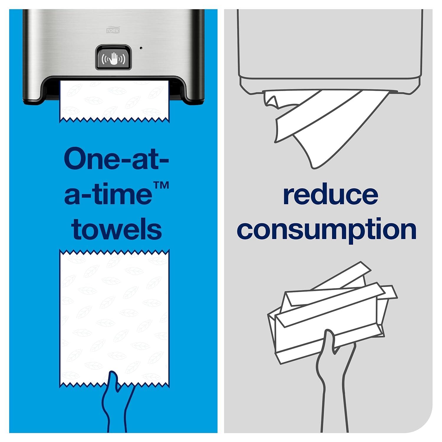 imageTork Matic Hand Towel Roll Dispenser with Intuition Sensor Stainless Steel Image H1 OneataTime Dispensing  461202