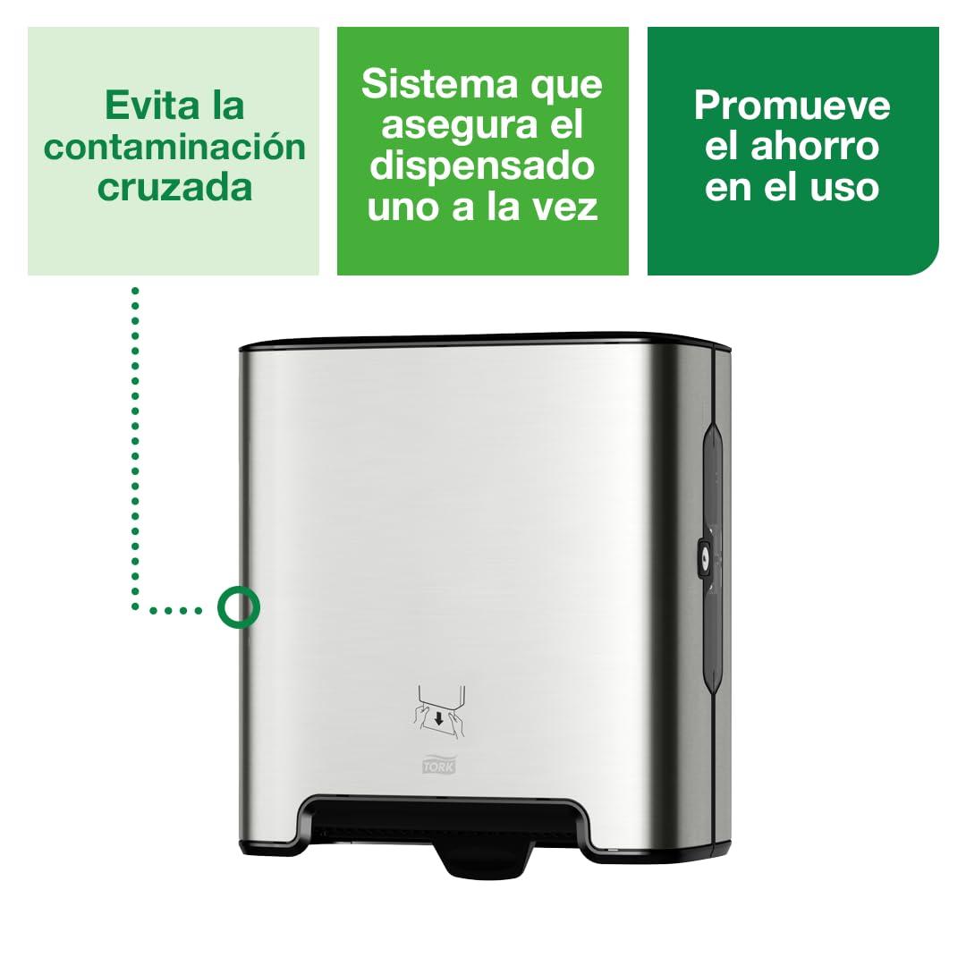 imageTork Matic Paper Hand Towel Roll Dispenser Stainless Steel H1 OneataTime Dispensing Image Range 461002Dispenser