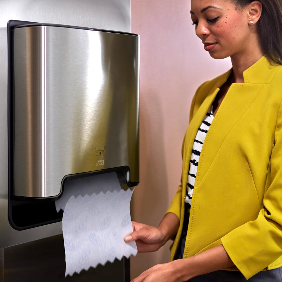 imageTork Matic Paper Hand Towel Roll Dispenser Stainless Steel H1 OneataTime Dispensing Image Range 461002Dispenser