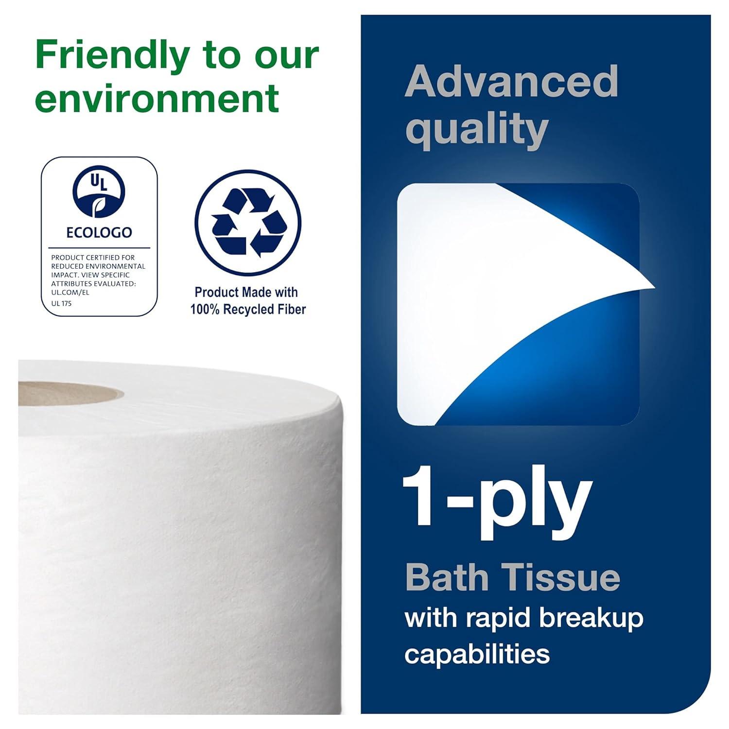 imageTork Mini Jumbo Toilet Paper Roll White T2 Advanced 1Ply 12 x 1200 1201390312 pack