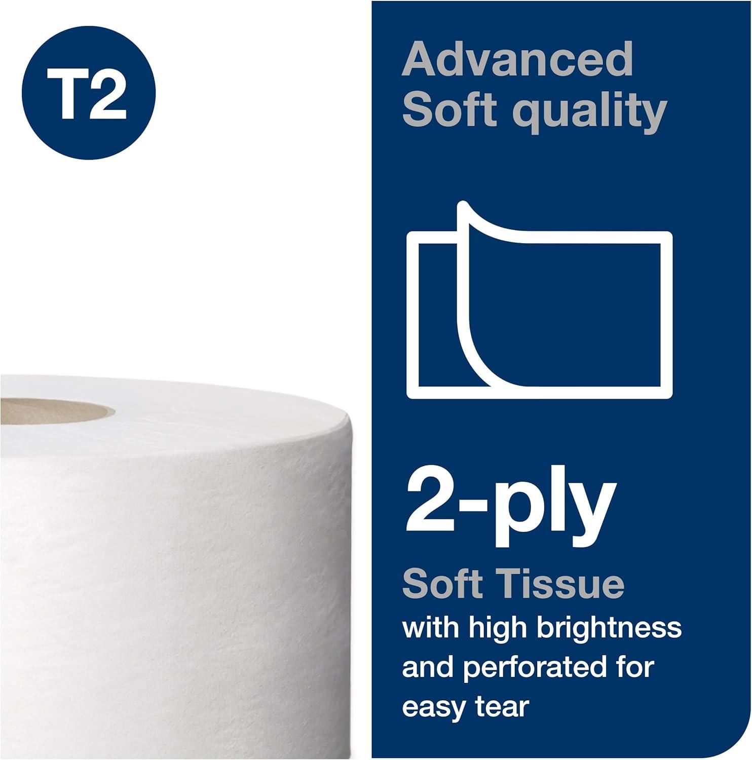 imageTork Mini Jumbo Toilet Paper Roll White T2 Advanced 2Ply 12 x 751 1202440212 pack