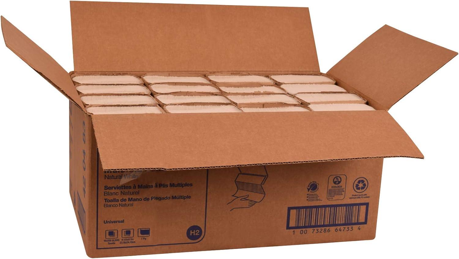imageTork Multifold Hand Towel Natural H2 Universal 100 Recycled Fibers 16 x 250 Sheets MK530ANatural White
