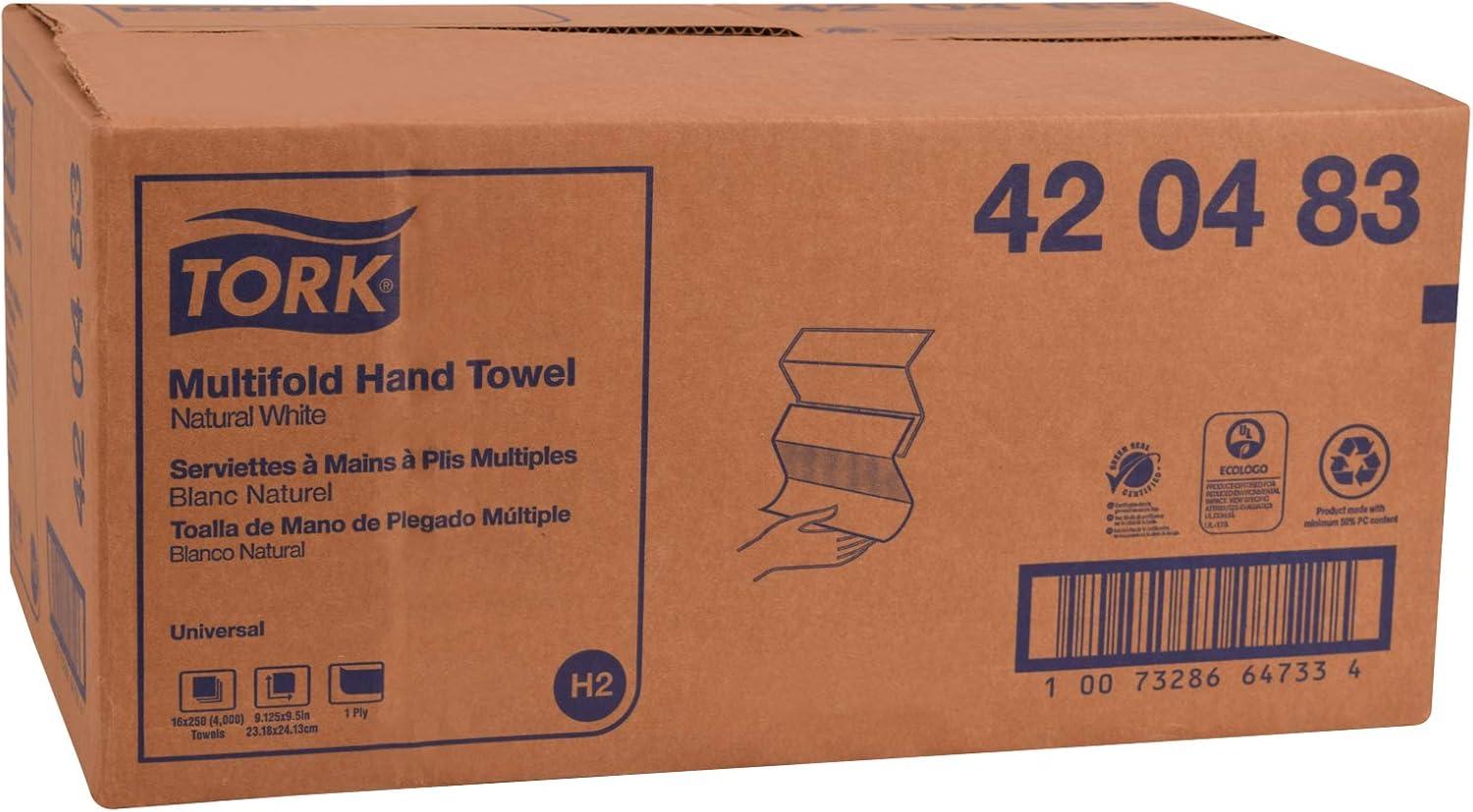 imageTork Multifold Hand Towel Natural H2 Universal 100 Recycled Fibers 16 x 250 Sheets MK530ANatural White