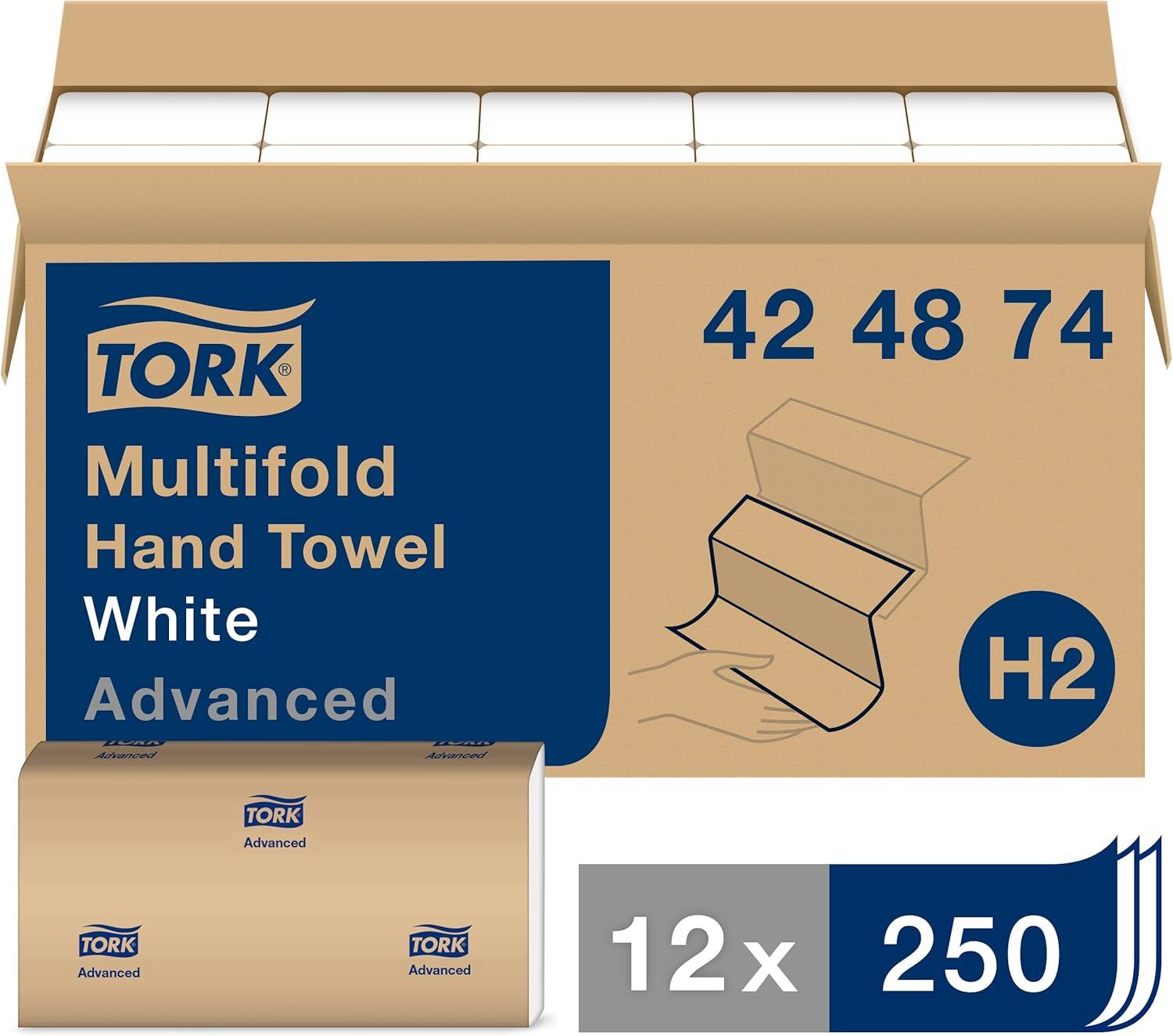 imageTork Multifold Hand Towel White Premium Quality 250 Towels per Pack 12 Packs Fits H2 Towel Dispensers12 pack