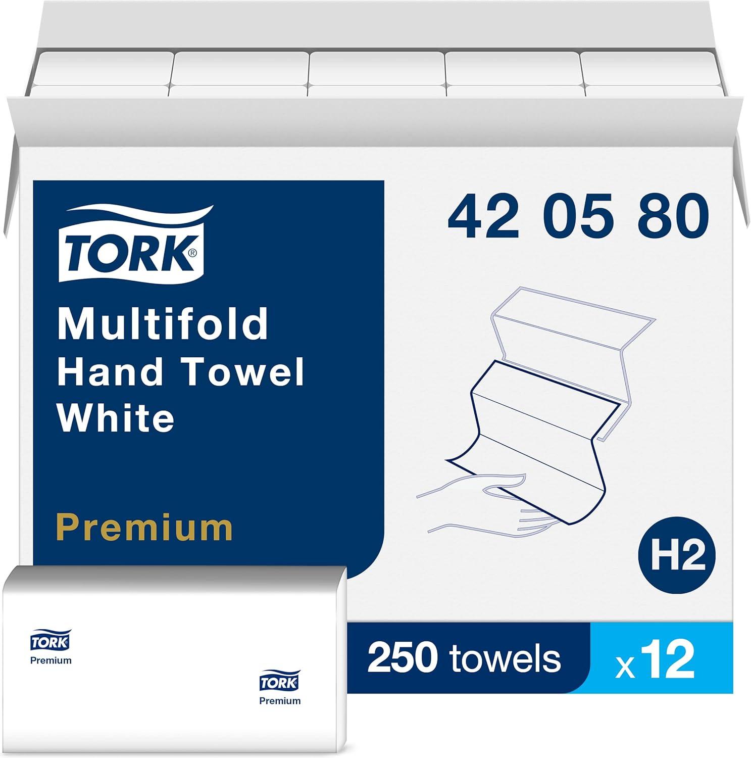 imageTork Multifold Hand Towel White Premium Quality 250 Towels per Pack 12 Packs Fits H2 Towel DispensersTork