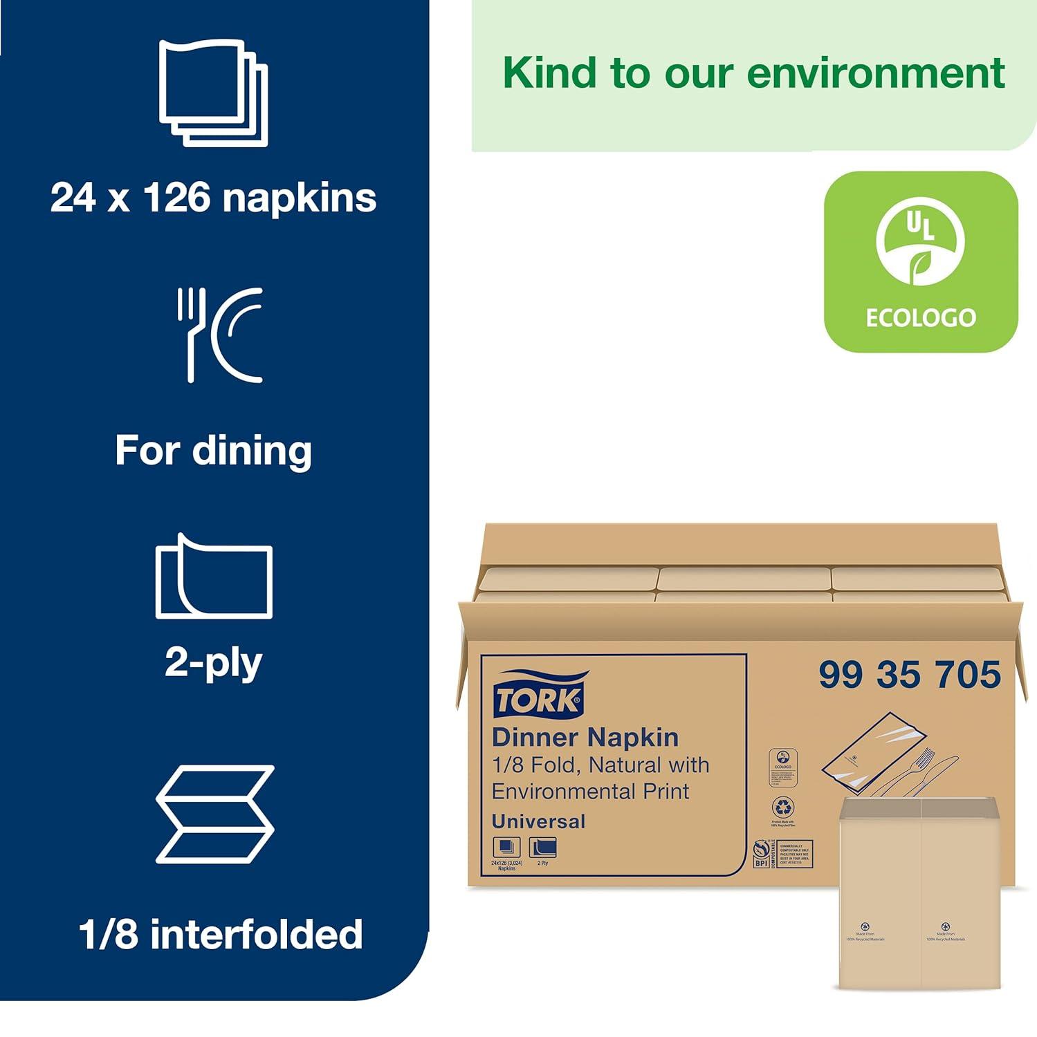 imageTork Natural Dinner Napkin 18 Fold 2ply 15quot x 163quot 24 x 126 napkins 99357052Ply