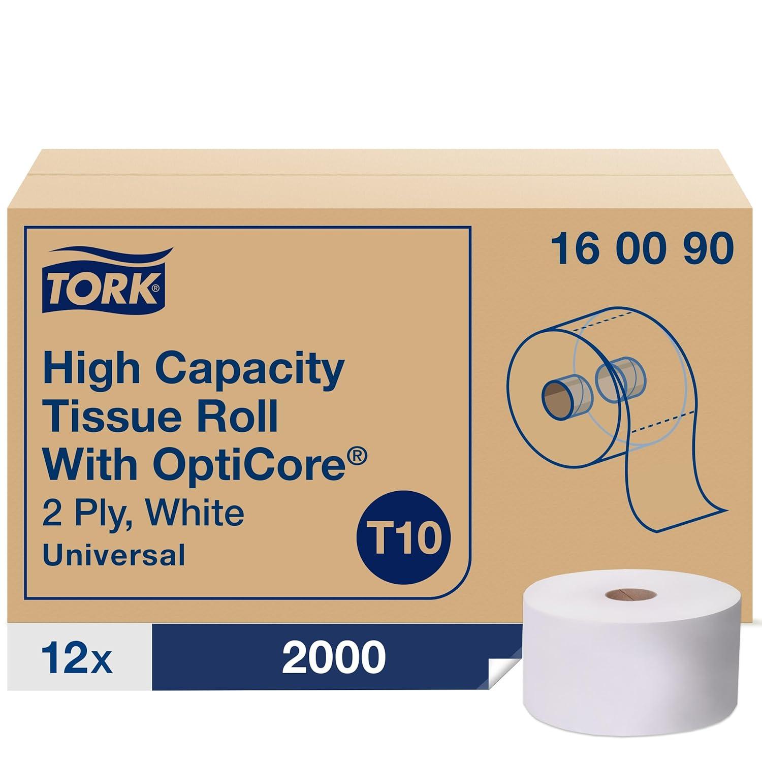 imageTork OptiCore Midsize Toilet Paper Roll White T10 Universal 2ply 12 x 2000 sheets 160090
