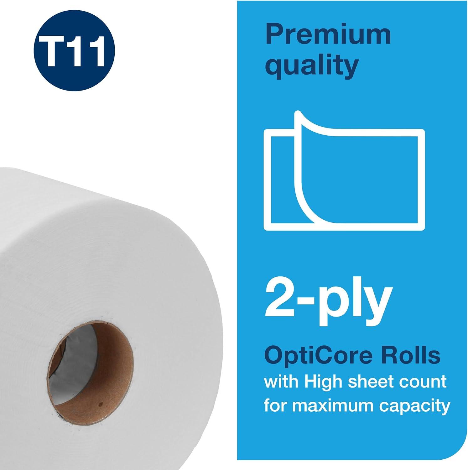 imageTork OptiCore Midsize Toilet Paper Roll White T11 Premium 2ply 36 x 800 sheets 106390800 sheet Pack of 36