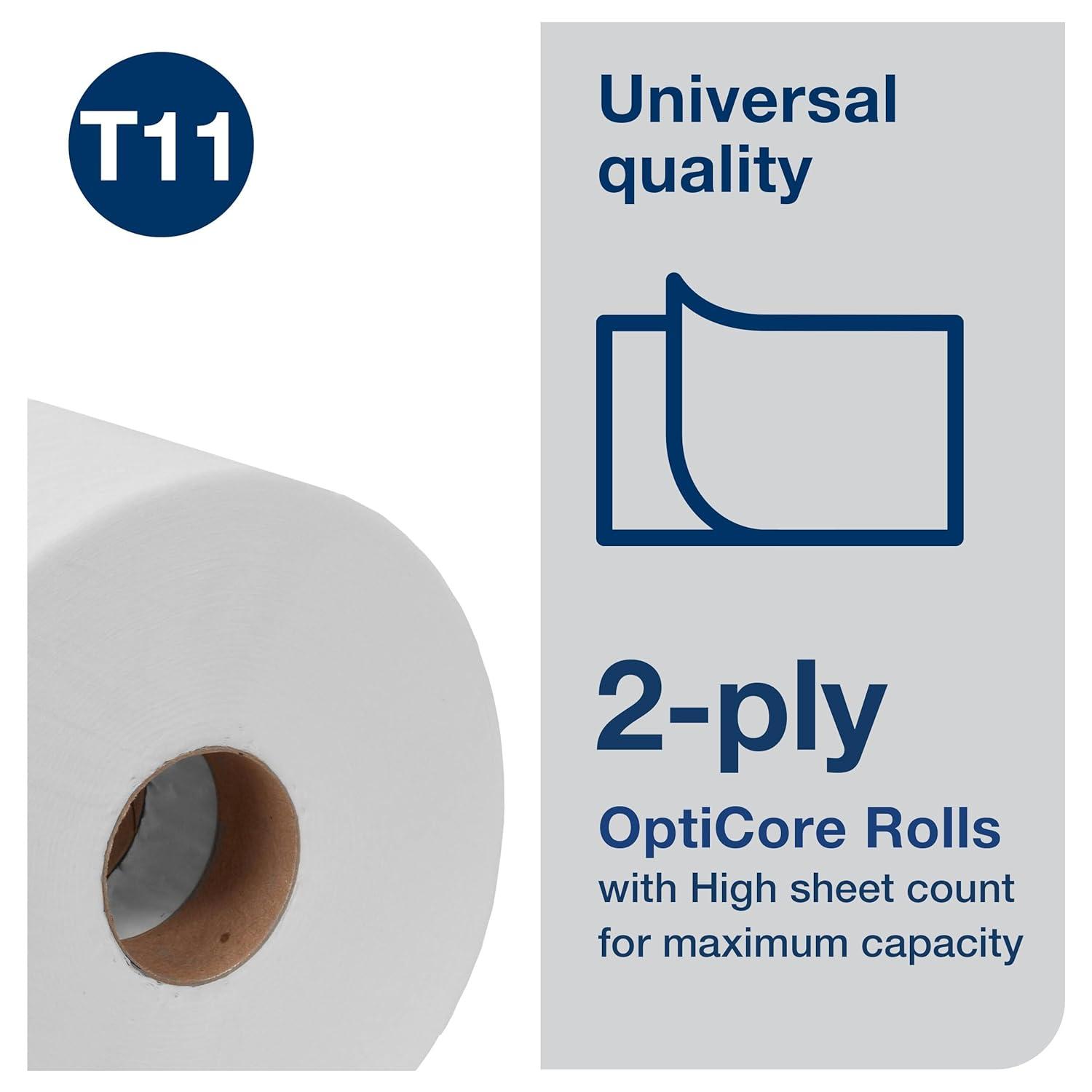 imageTork OptiCore Midsize Toilet Paper Roll White T11 Universal 2ply 36 x 865 sheets 161990