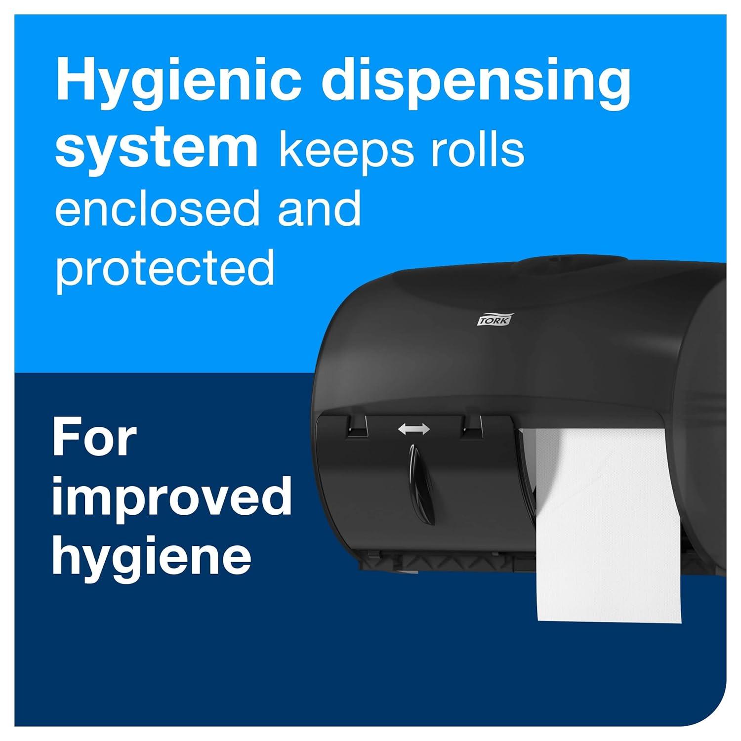 imageTork OptiCore Twin Toilet Paper Roll Dispenser Black T11 High Capacity 565728