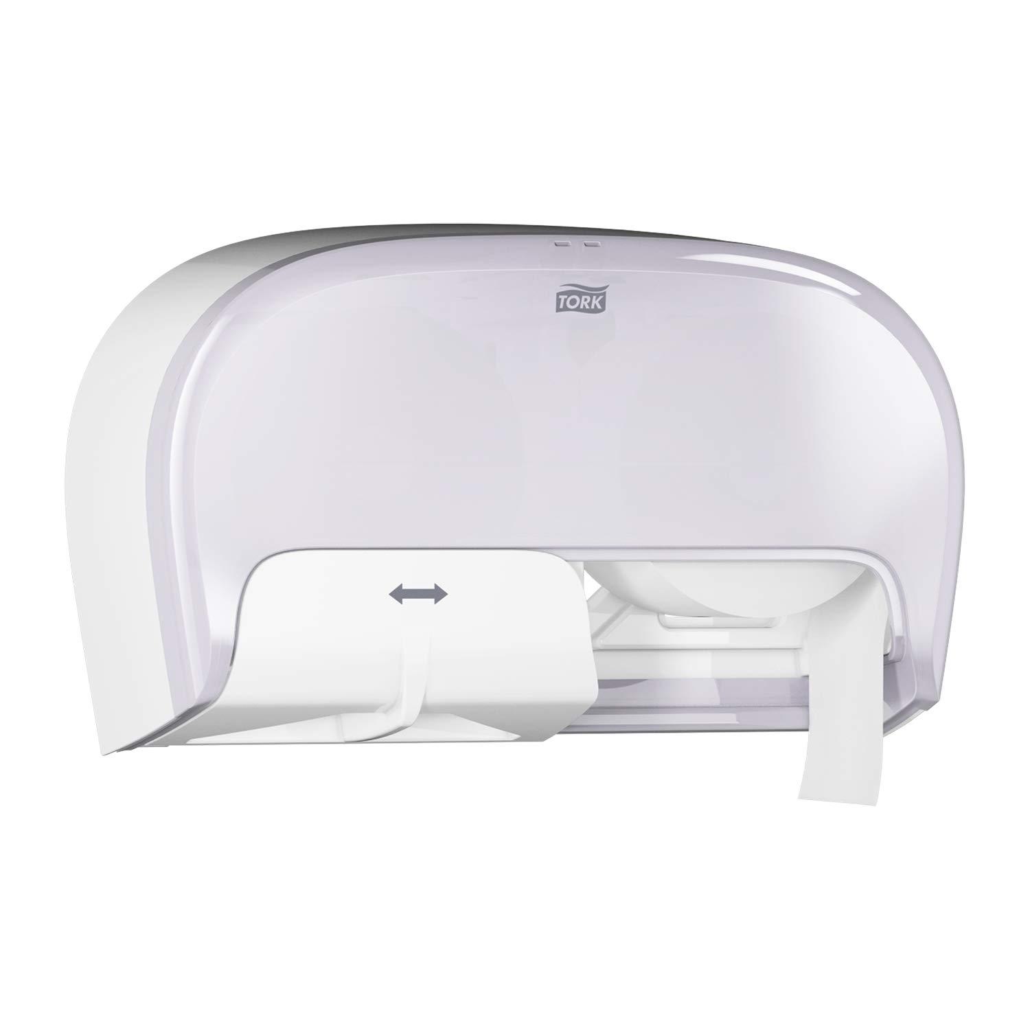 imageTork OptiCore Twin Toilet Paper Roll Dispenser White T10 High Capacity 565520
