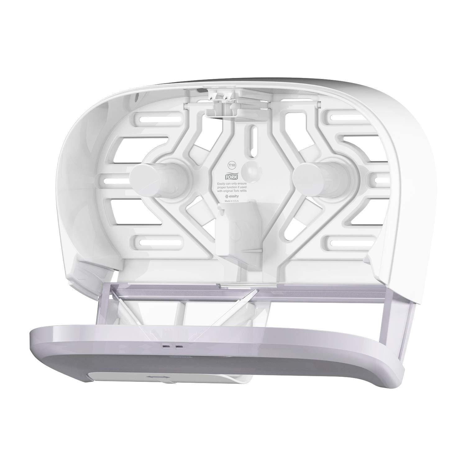 imageTork OptiCore Twin Toilet Paper Roll Dispenser White T10 High Capacity 565520