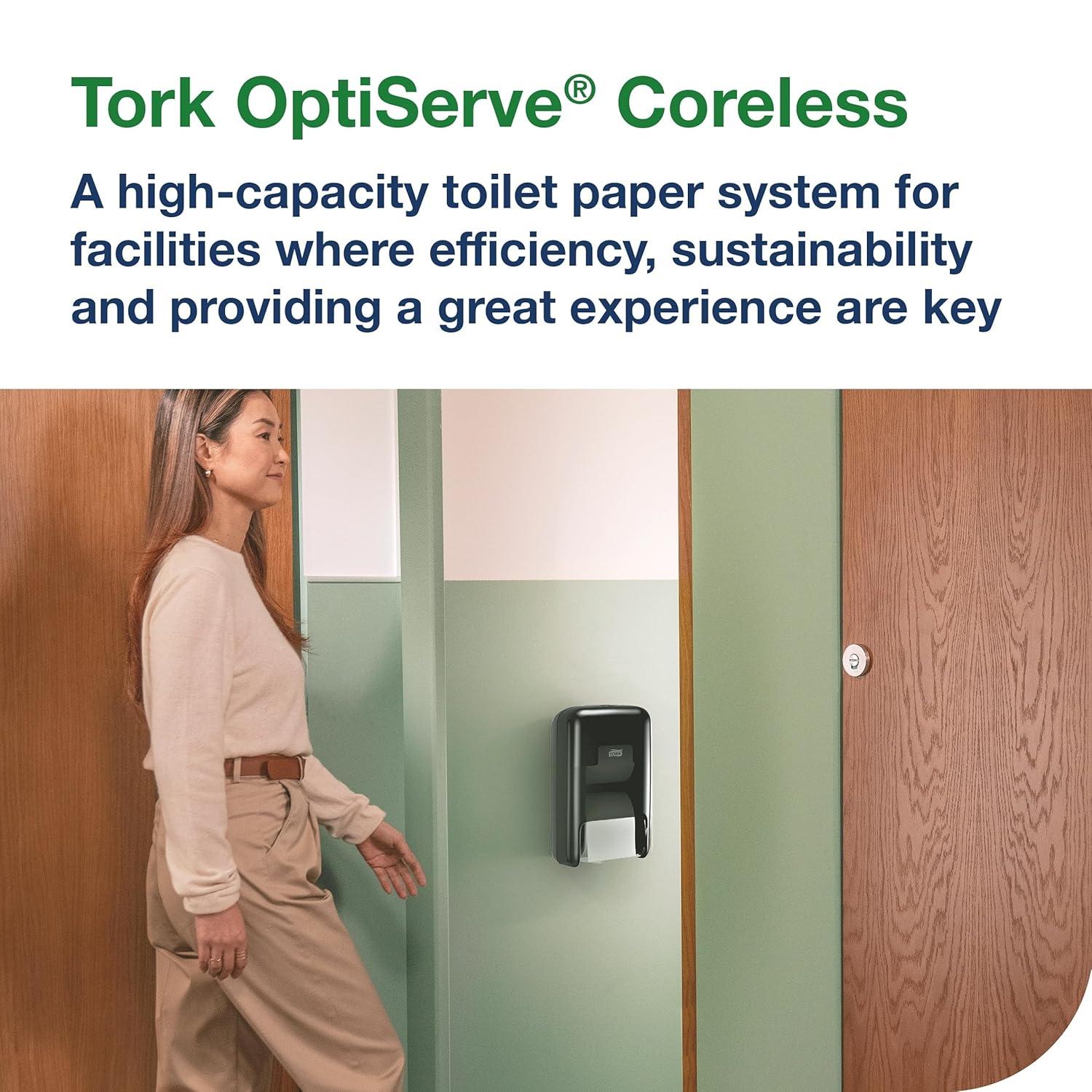 imageTork OptiServe 2Roll Coreless Toilet Paper Dispenser White T7T5 Vertical Dispenser Elevation Design 473520Black