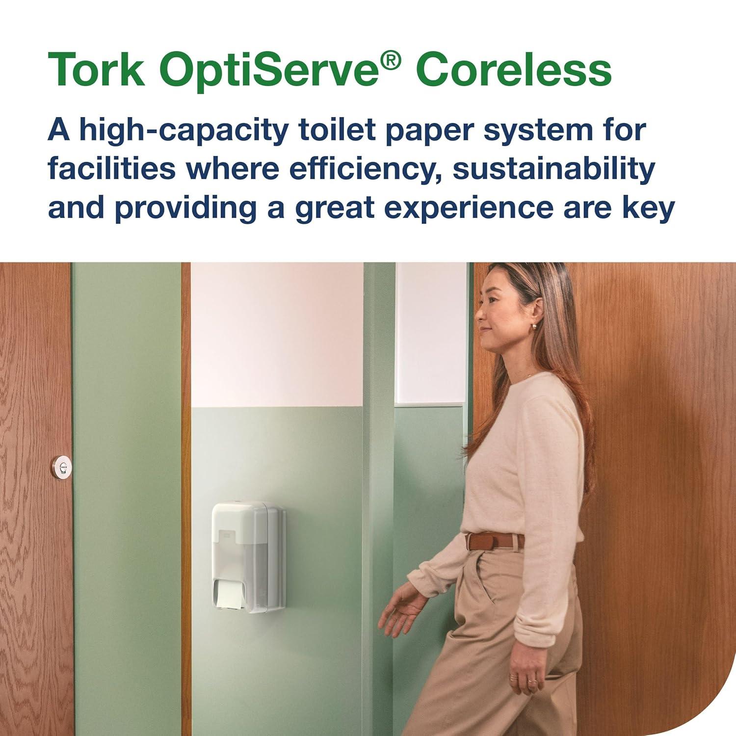 imageTork OptiServe 2Roll Coreless Toilet Paper Dispenser White T7T5 Vertical Dispenser Elevation Design 473520White