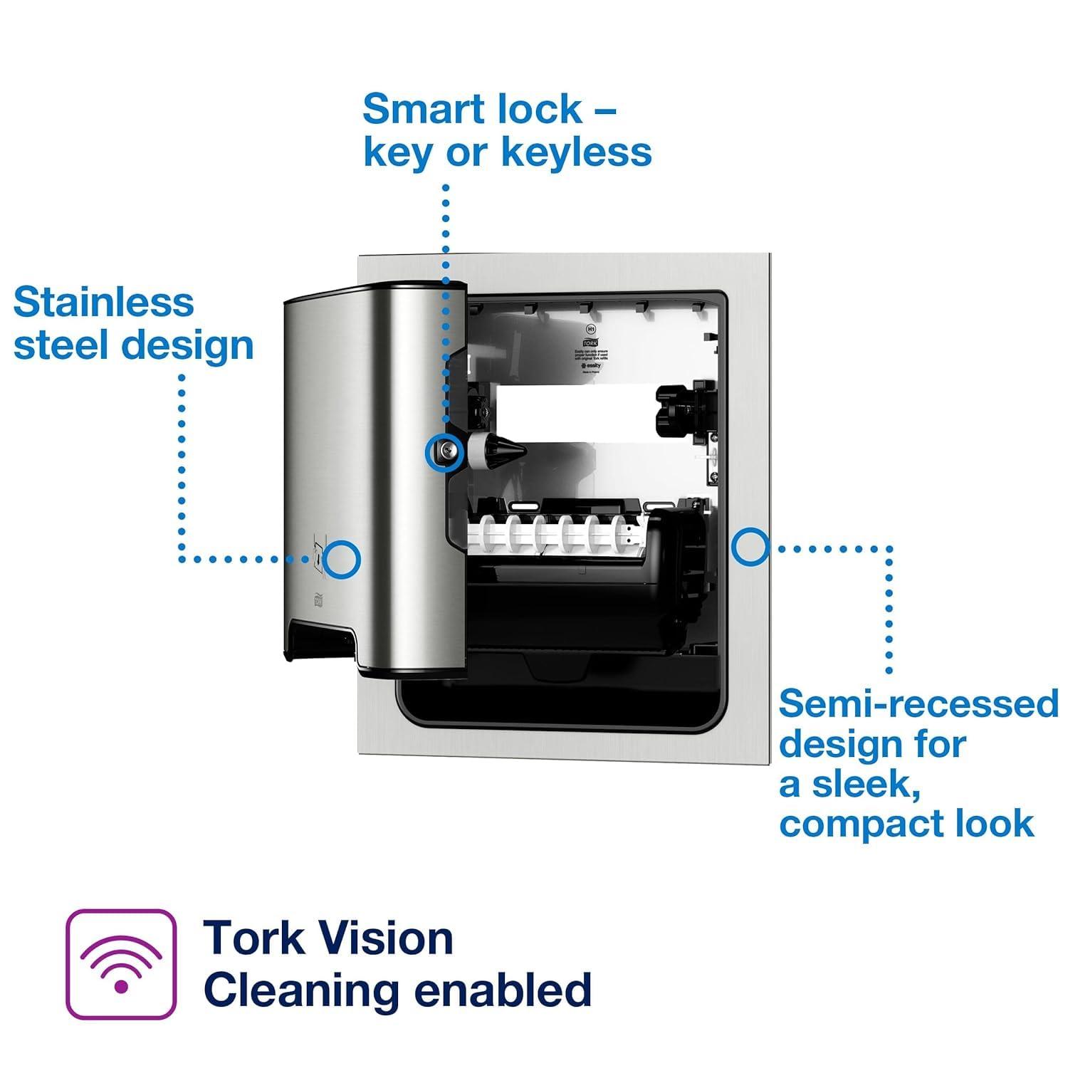 imageTork Paper Hand Towel Dispenser Stainless Steel  H1  Refill  Universal Hand Towel Roll Pack of 6