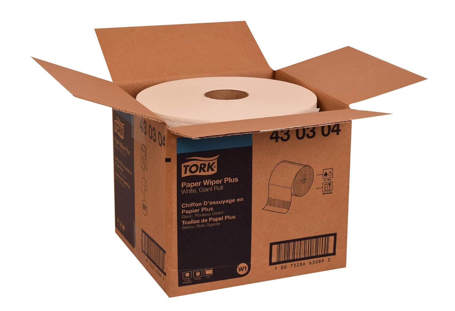 imageTork Paper Wiper Plus White W1 Giant Roll 1 x 800 Feet 430304