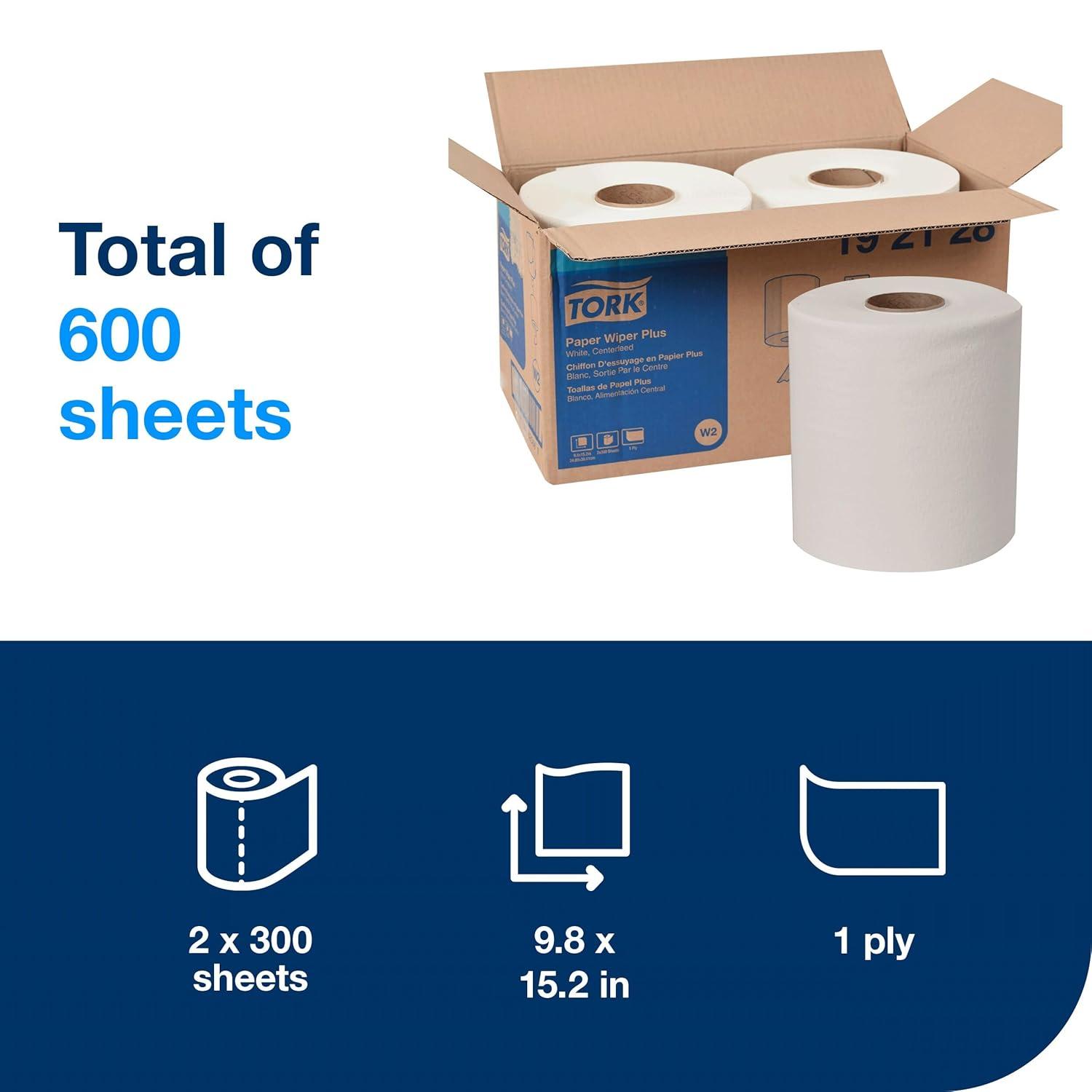 imageTork Paper Wiper Plus White W2 2 x 300 Sheets 192128