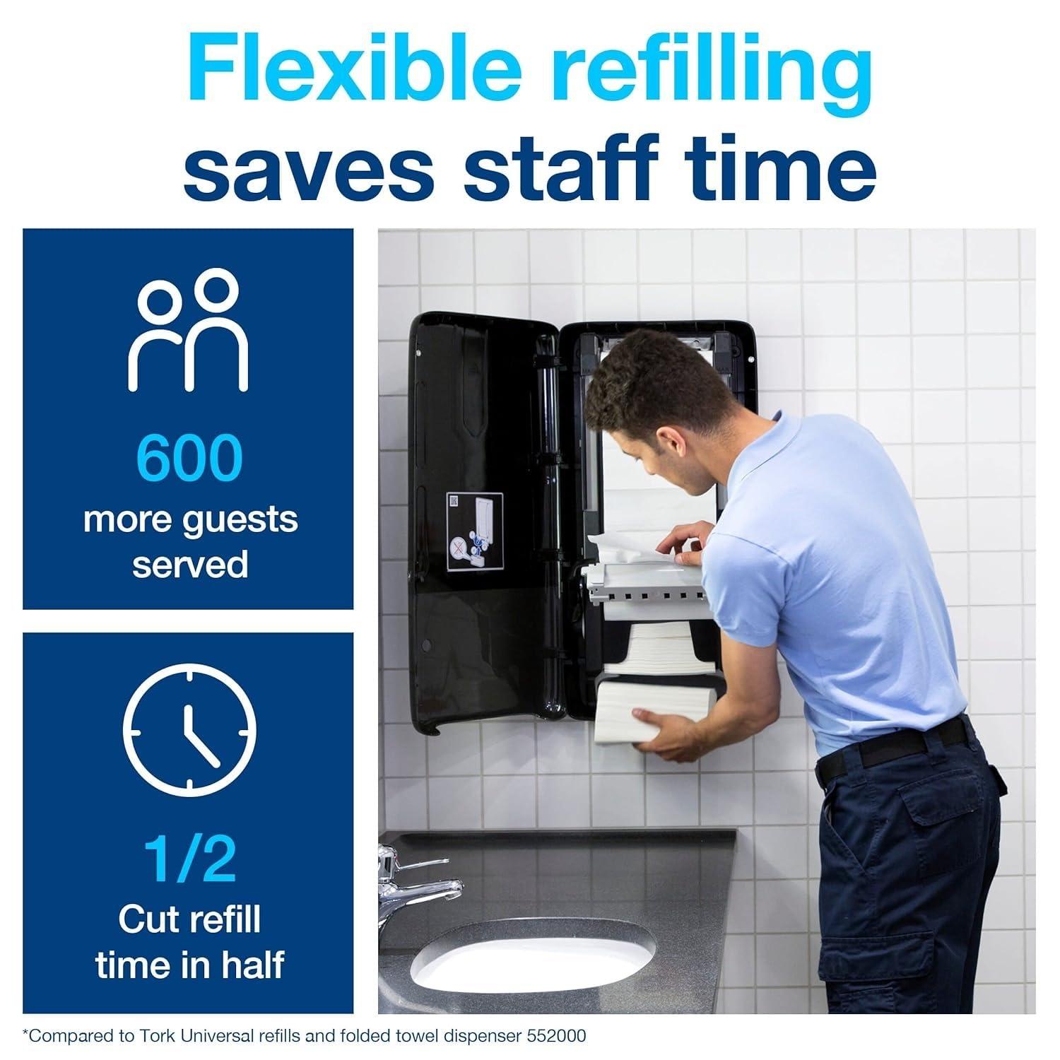 imageTork PeakServe Continuous Hand Towel Dispenser Black H5 High Capacity Elevation Range 552528  PeakServe Continuous Paper Hand Towels White H5 1 ply 12 x 270 paper hand towels 105066