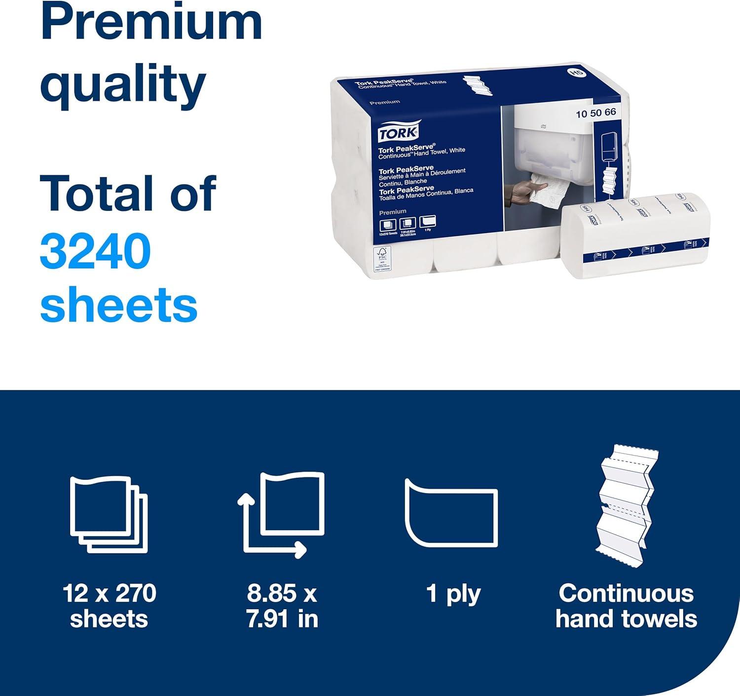 imageTork PeakServe Continuous Hand Towel White H5 Advanced Compressed 12 x 410 sheets 10506512 x 270 sheets