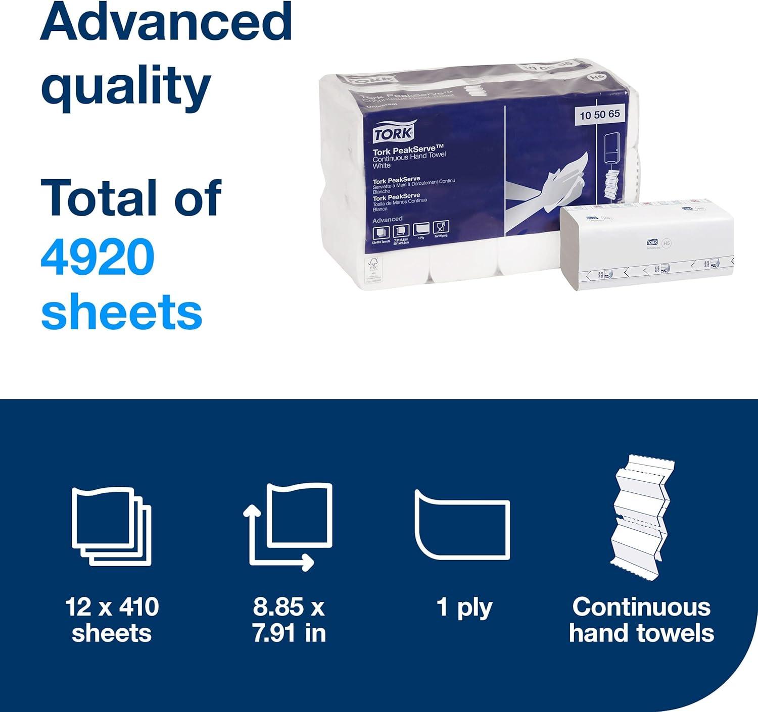 imageTork PeakServe Continuous Hand Towel White H5 Advanced Compressed 12 x 410 sheets 10506512 x 410 sheets