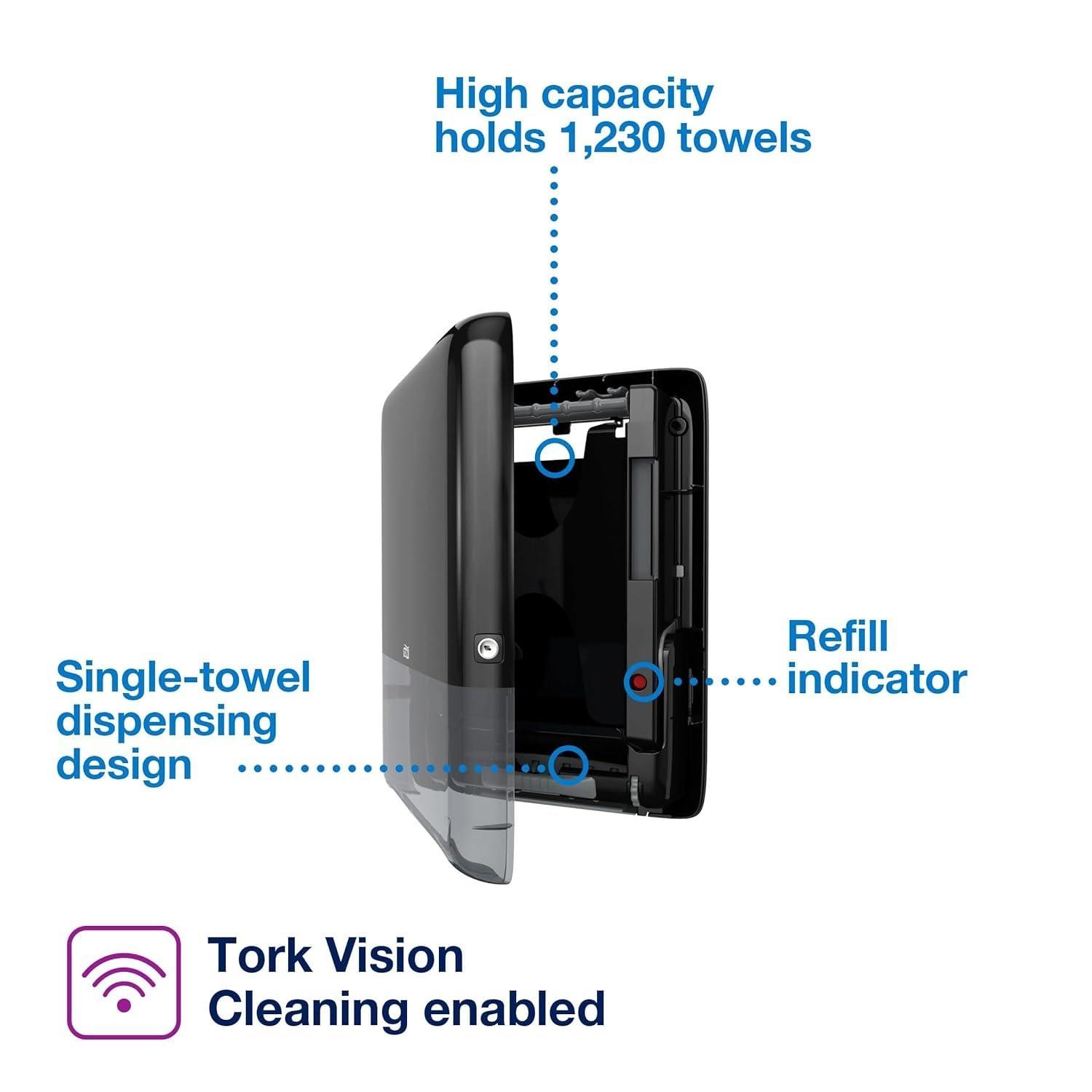 imageTork PeakServe Mini Continuous Paper Hand Towel Dispenser Black H5 HighCapacity Elevation Range 552538  Tork PeakServe Continuous Hand Towel White H5 Advanced Compressed12 x 410 sheets 105065Black