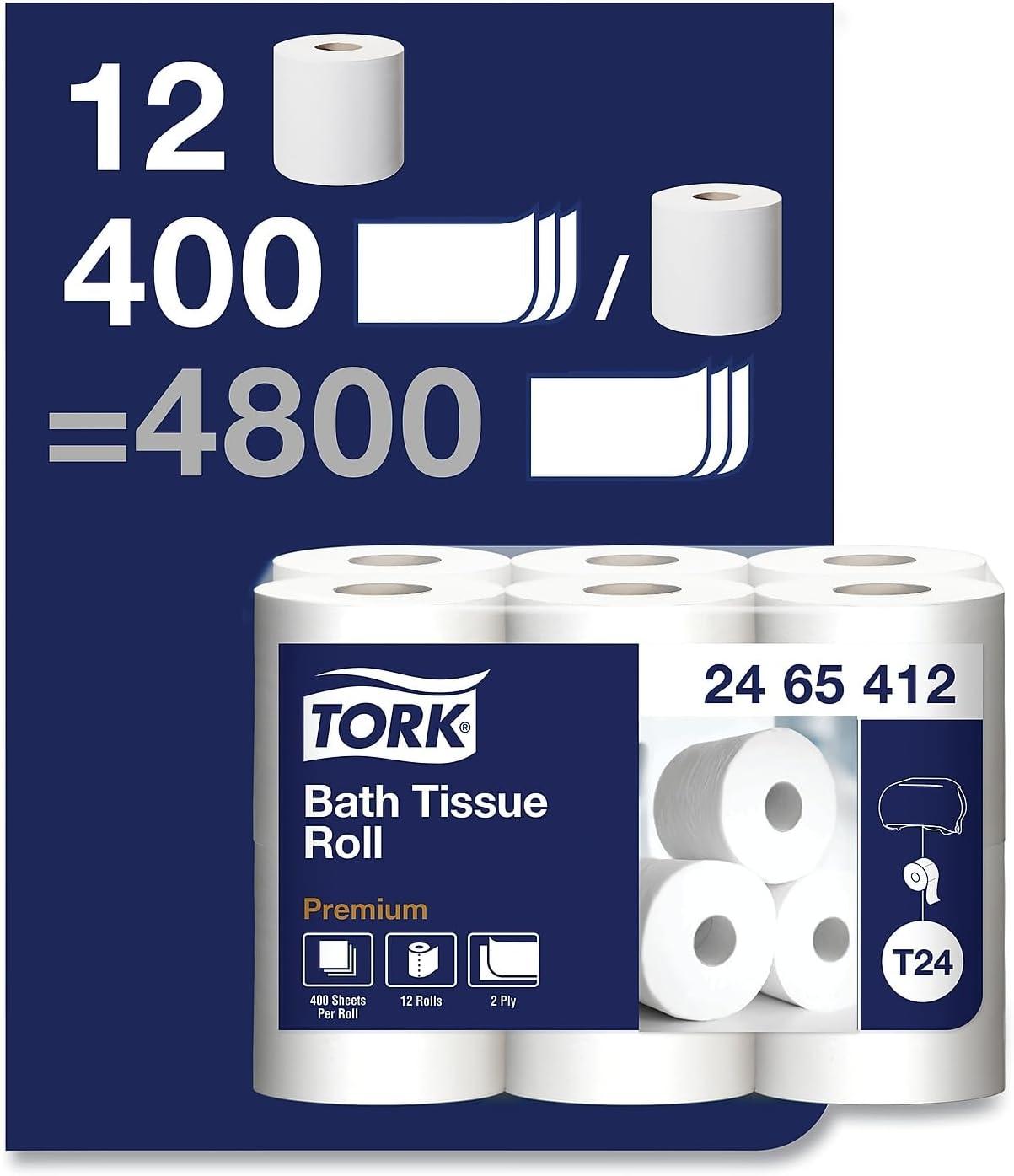 imageTork Premium PolyPack Bath Tissue Septic Safe 2Ply White 41inch x 4inch 400 SheetsRoll 12 RollsPack 4 PacksCarton 2465412