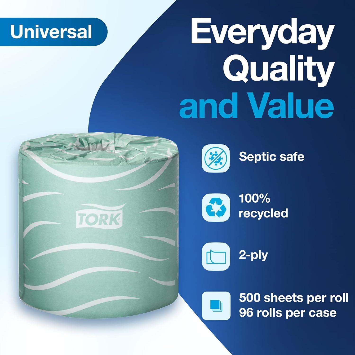 imageTork Septic Safe Toilet Paper White 2Ply 100 Recycled EcoFriendly T24 Compatible 96 Rolls x 500 Sheets TM1616SToilet Paper