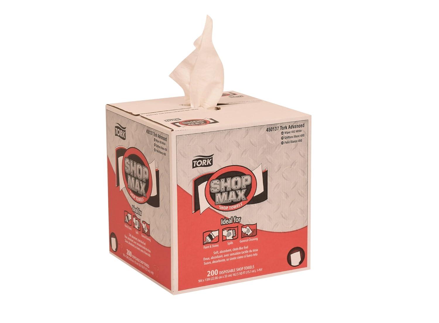 imageTork ShopMax Heavy Duty Centerfeed Paper Towel White Self Dispensing High Absorbency 4 x 200 Sheets 450137White