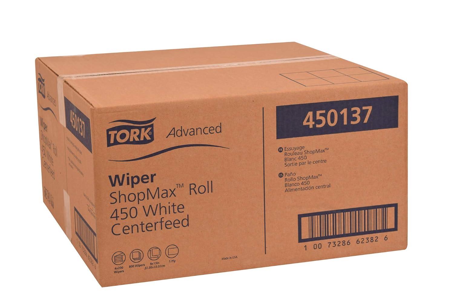 imageTork ShopMax Heavy Duty Centerfeed Paper Towel White Self Dispensing High Absorbency 4 x 200 Sheets 450137White