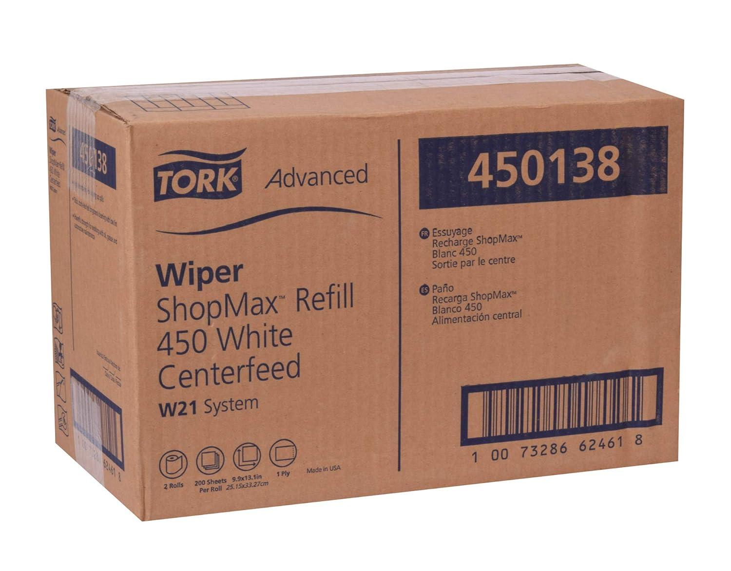 imageTork ShopMax Heavy Duty Centerfeed Paper Towel White W22 High Absorbency 450 Sheets 450138White