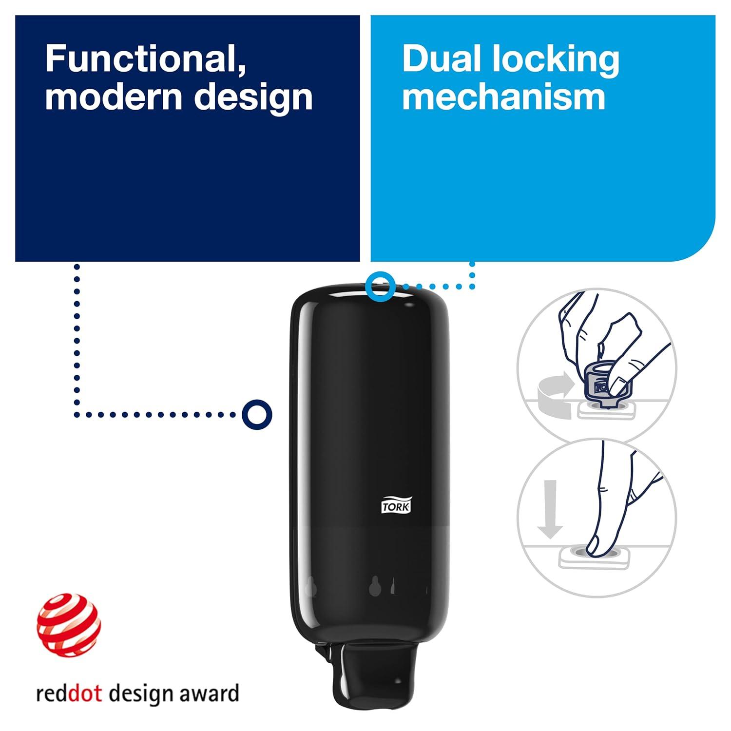 imageTork Skincare Dispenser Black S4 for Hand Soap and Hand Sanitizer Elevation Range 571508 Pack of 1Black Dispenser  Pack of 1