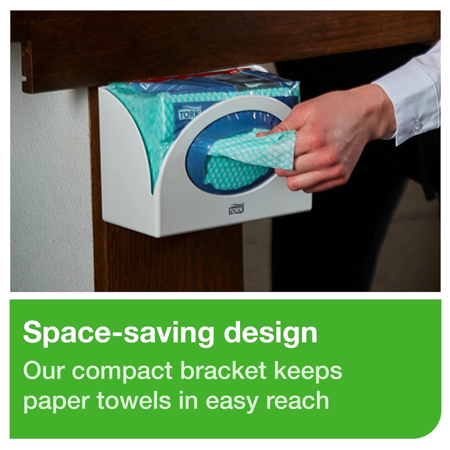 imageTork Small Pack Food Service Towel Dispenser Bracket White W8 Space Saving Performance Range 655300