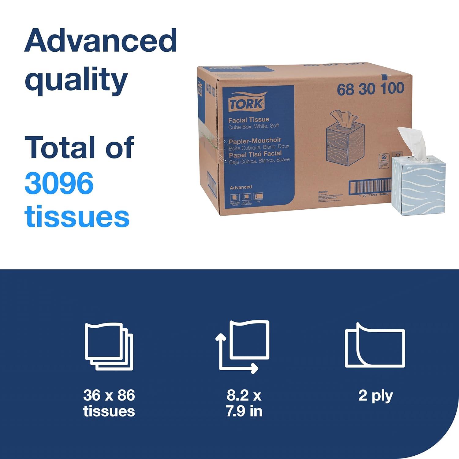 imageTork Soft Facial Tissue Cube Box White Advanced 2Ply 36 x 86 Sheets 6830100