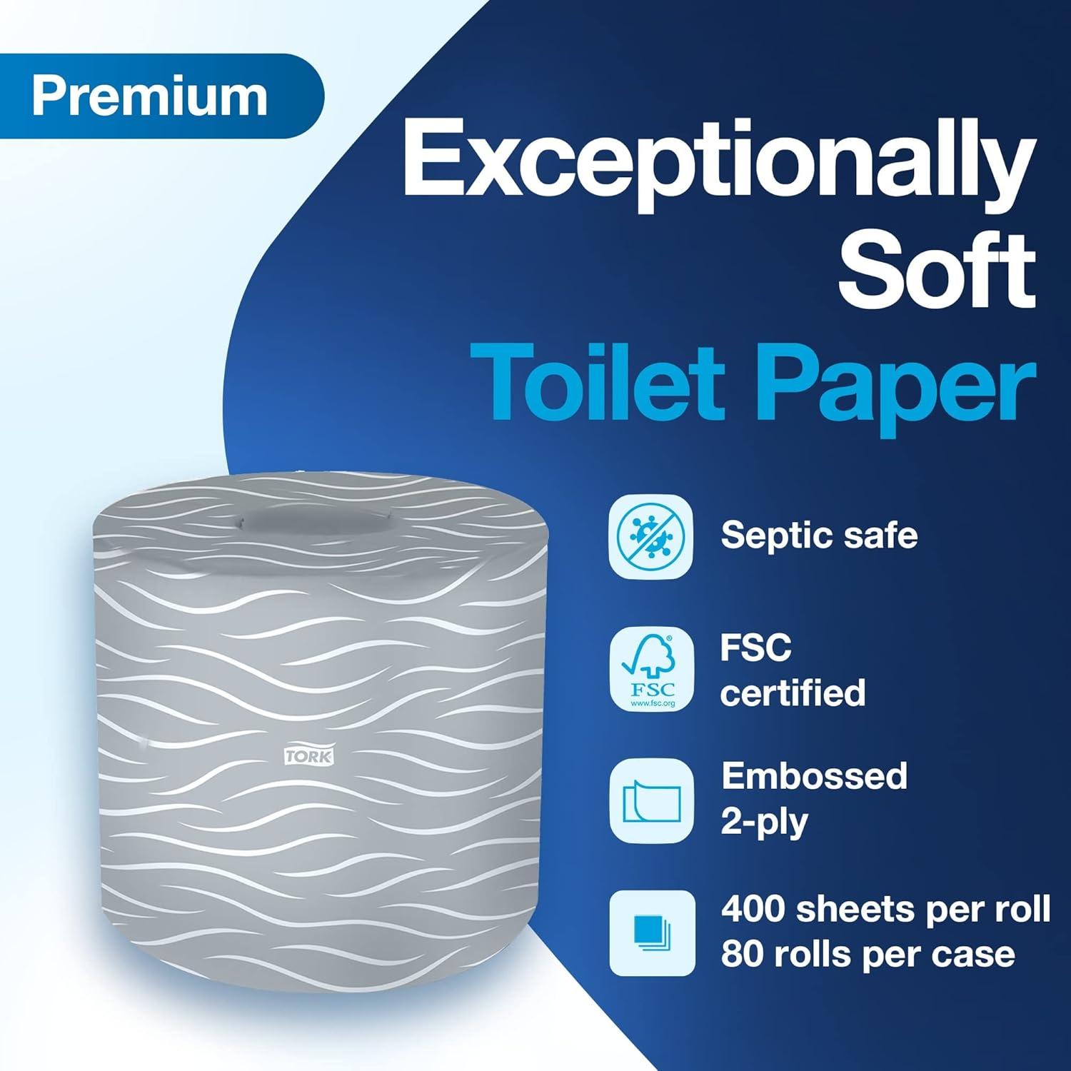 imageTork Toilet Paper Roll White T24 Premium 2Ply 80 x 400 sheets 2465100