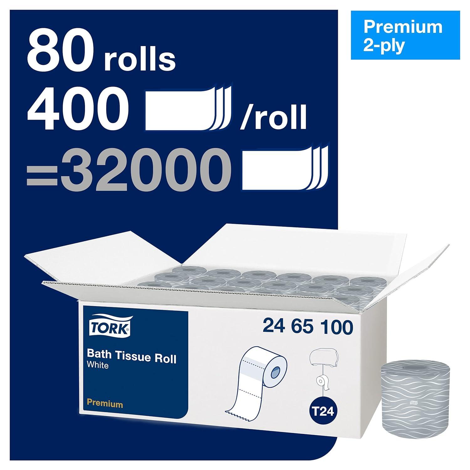 imageTork Toilet Paper Roll White T24 Premium 2Ply 80 x 400 sheets 2465100